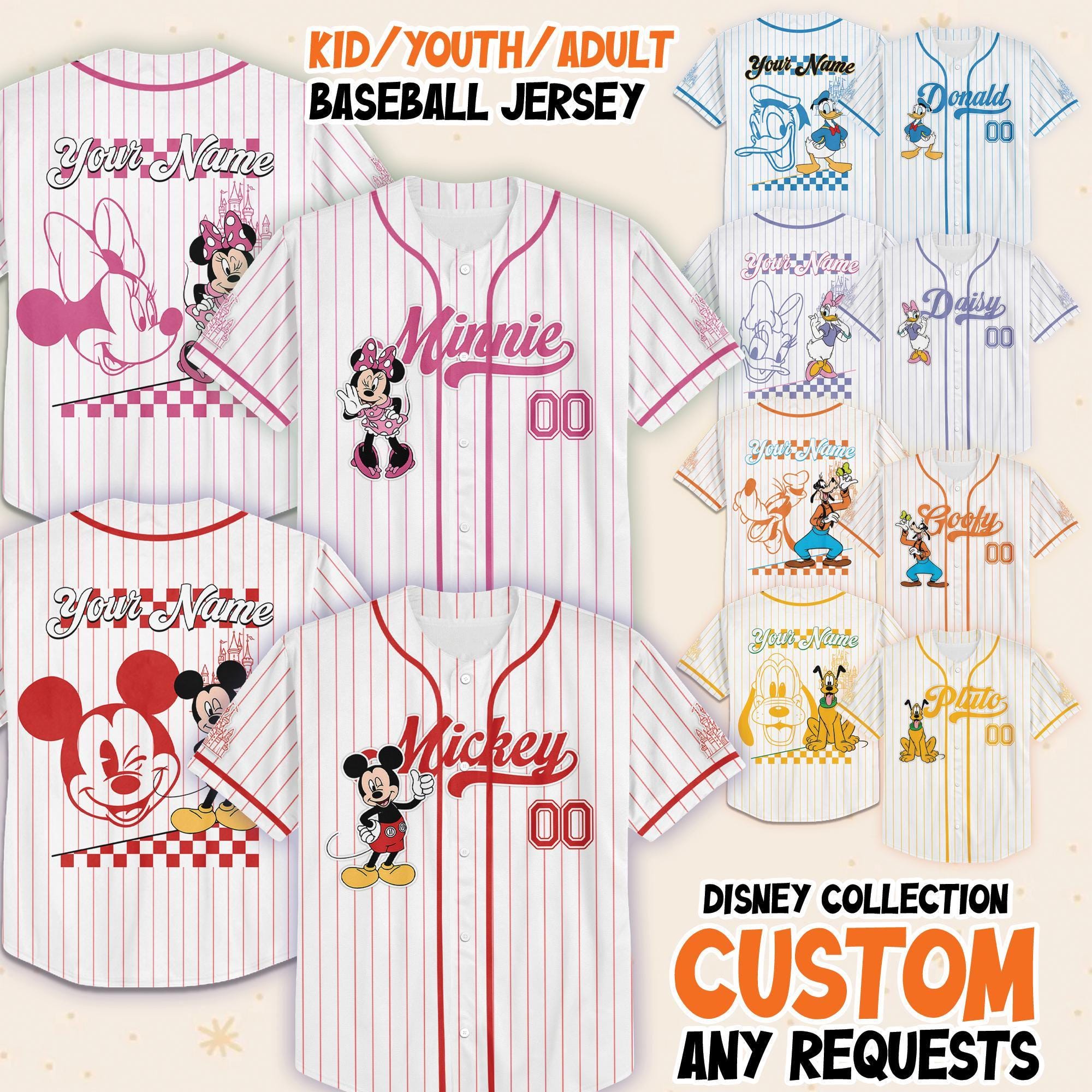 Custom Disney Mickey n Friends Baseball Jersey, Disneyland Vacation Jersey, Matching Baseball Team, Mickey Mouse Birthday, Gift for Fans