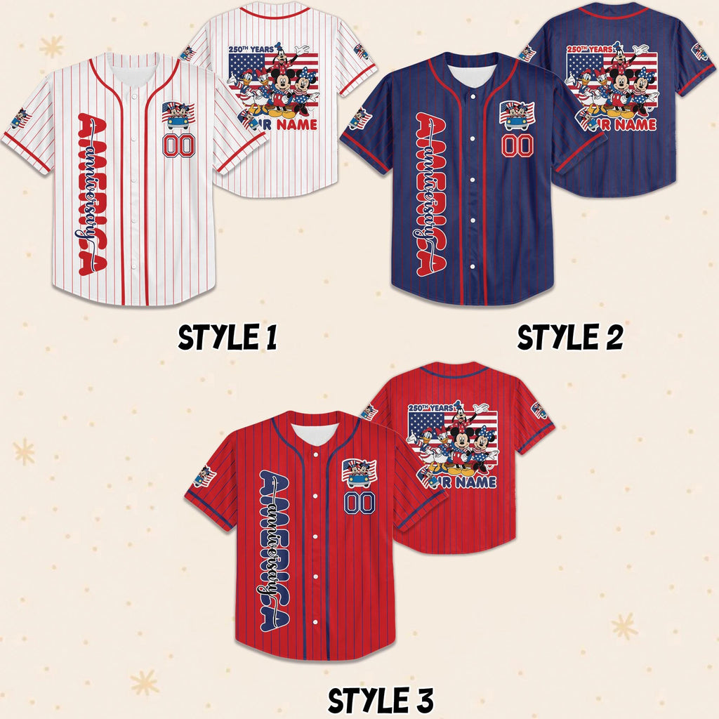 Custom Disney 4th Of July Mickey Baseball Jersey, Disneyland 4th Of July Jersey, 4th July Family Matching Jersey, Happy Independence Day