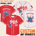 Custom Disney Stitch Valentine Collection Baseball Jersey, Disney Stitch Lover Valentine, Disneyland Baseball Team Matching Outfit