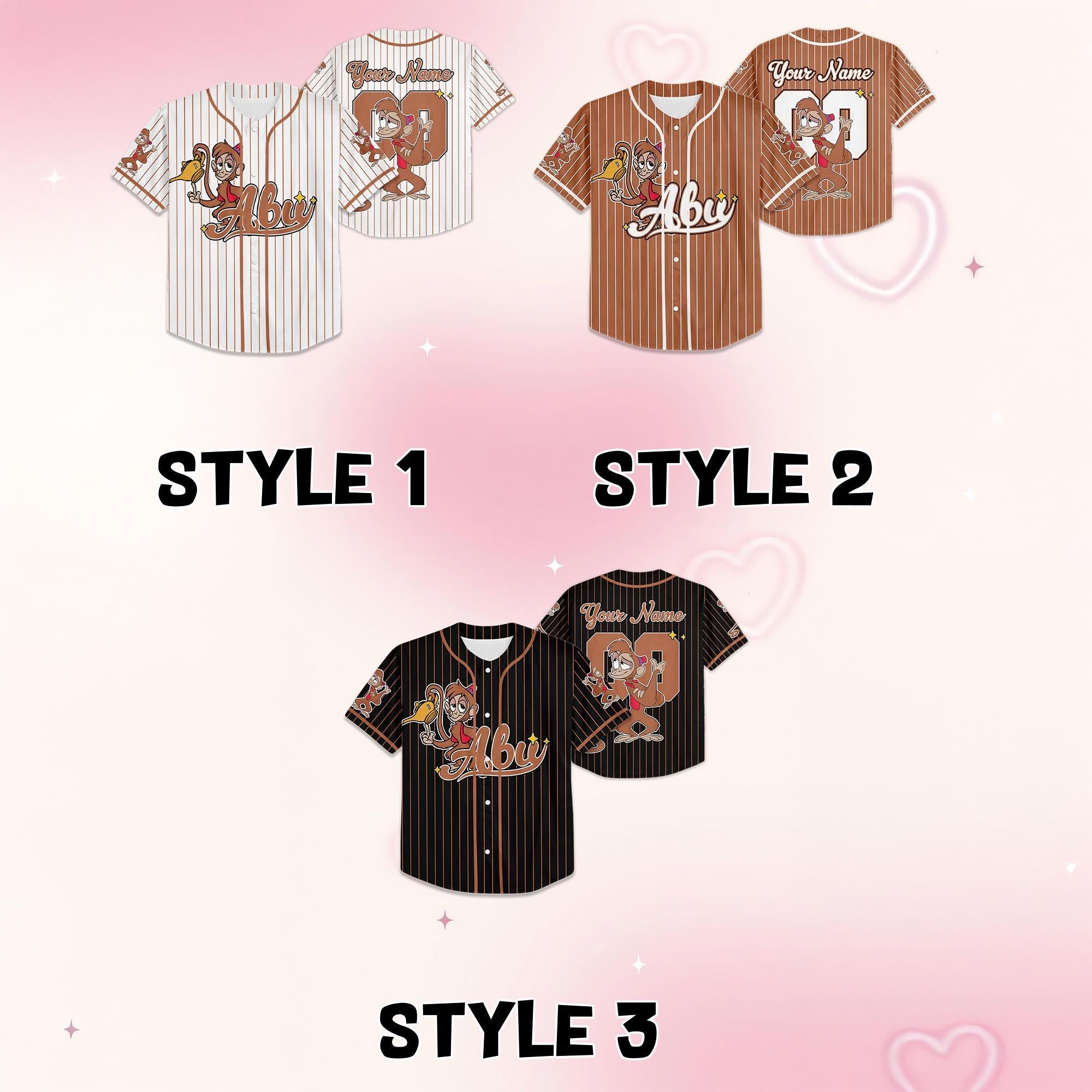 Custom Aladdin Abu Baseball Jersey, Disney Abu Kids Birthday Jersey, Disney Aladdin Moivie Characters Jersey, Disney Family Trip Shirt