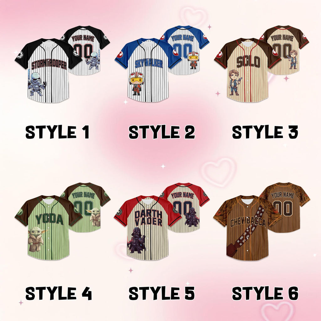 Custom Star Wars Disney Baseball Jersey, Jersey Gift For Kids, Star Wars Lover Gift, Y2K Crewneck, Star Wars Birthday Gift