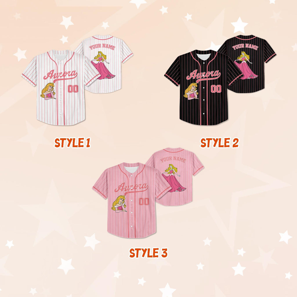 Custom Aurora Princess Coquette Baseball Jersey, Custom Sleeping Beauty‘s Aurora Jersey Shirt, Disney Baseball Team Outfit