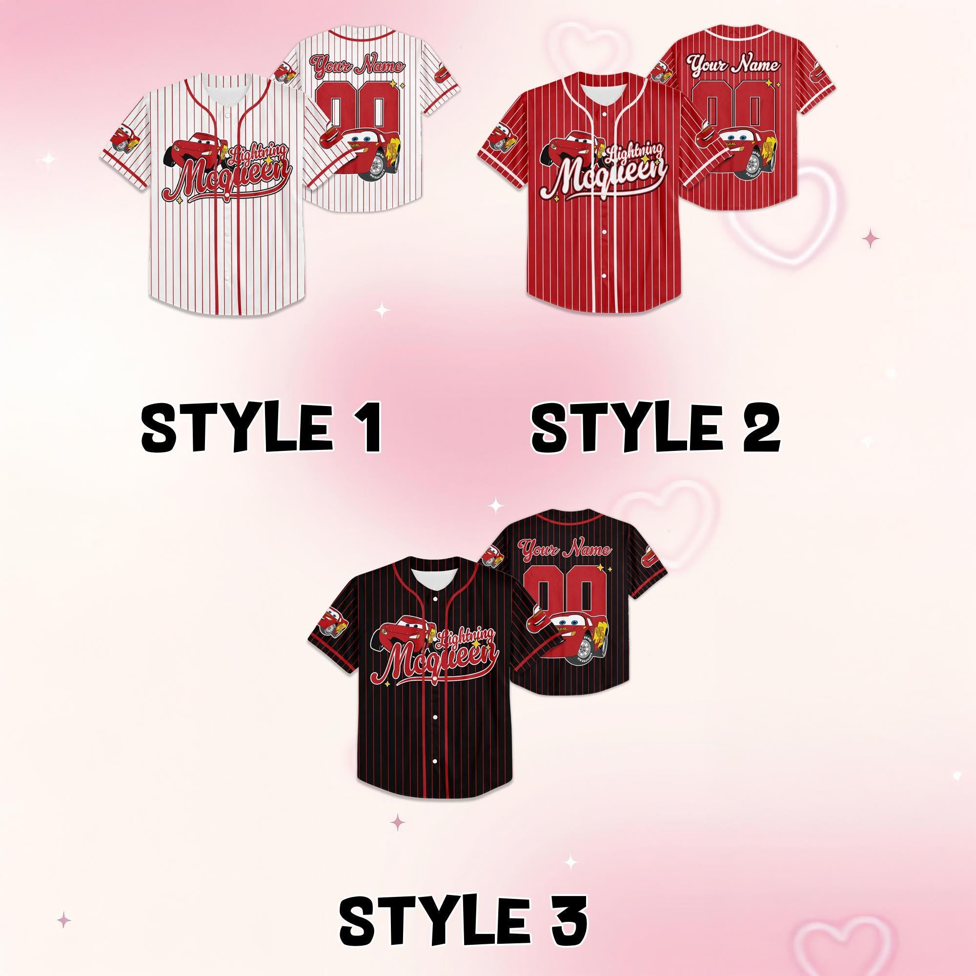 Custom Lightning McQueen Baseball Jersey, Custom Disney Cars Baseball Shirt, Matching Disney Trip Outfit, Disneyland Birthday Gift