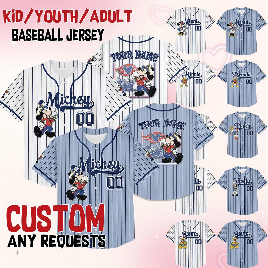 Custom Disney Cruise Line Baseball Jerseys, Mickey & Friends Family Cruise Trip Tee, Let's Cruise, Disney Wish Dream Magic Wonder Fantasy