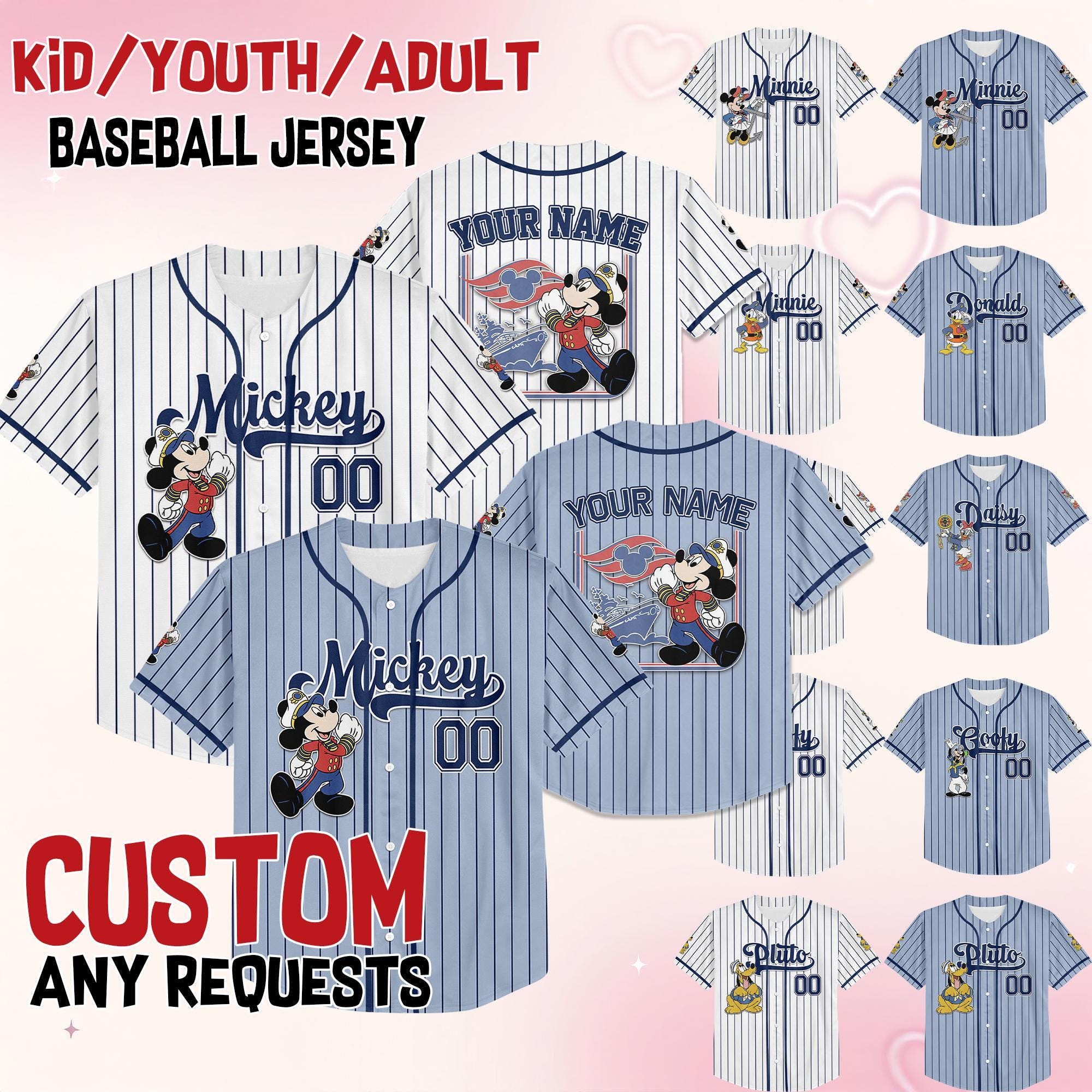 Custom Disney Cruise Line Baseball Jerseys, Mickey & Friends Family Cruise Trip Tee, Let's Cruise, Disney Wish Dream Magic Wonder Fantasy