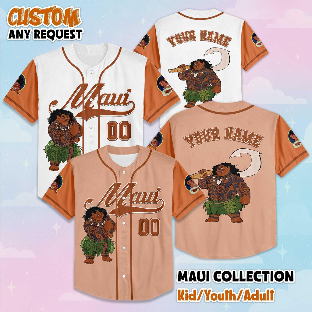 Personalized Disney Maui Baseball Jersey, Custom Moana Maui Shirt, Disneyland Baseball Team Outfit, Disney Gifts
