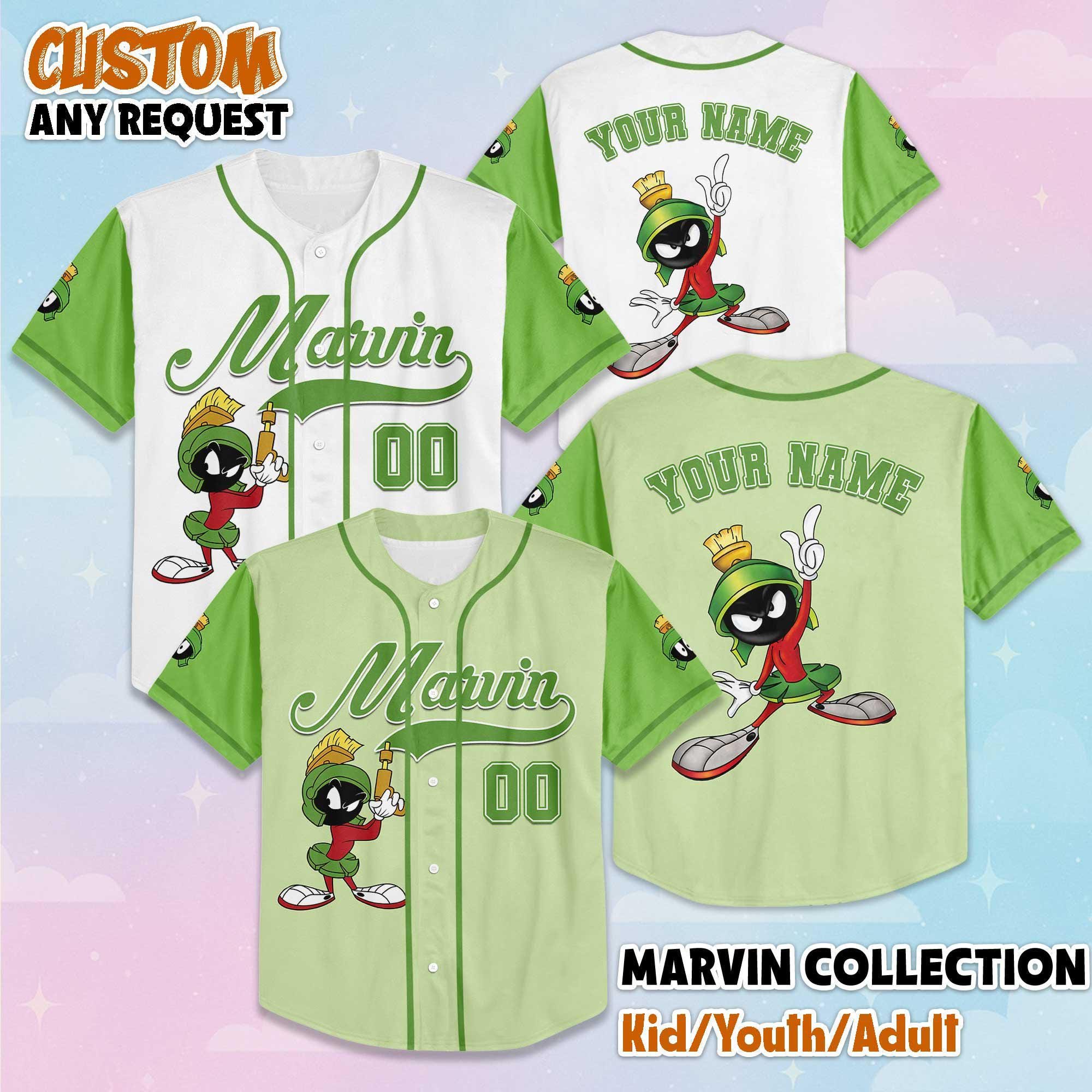 Personalized Marvin the Martian Baseball Jersey, Custom Looney Tunes Jersey, Family Matching Outfit, Birthday Gift