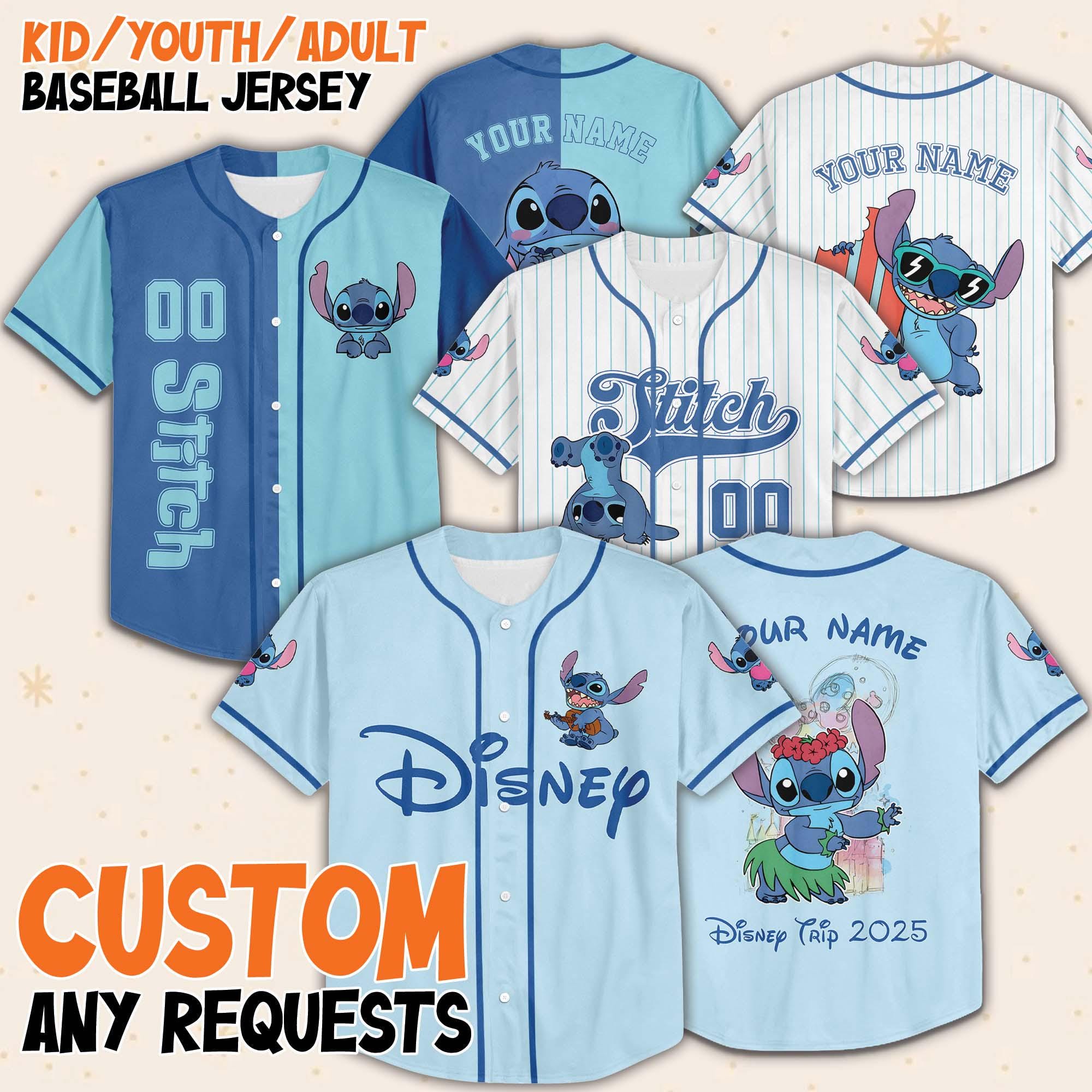 Custom Disney Lilo and Stitch Stitch Baseball Jersey, Gift for Kids, Disney Birthday Gift, Gift For Baseball Fans, Disneyland trip