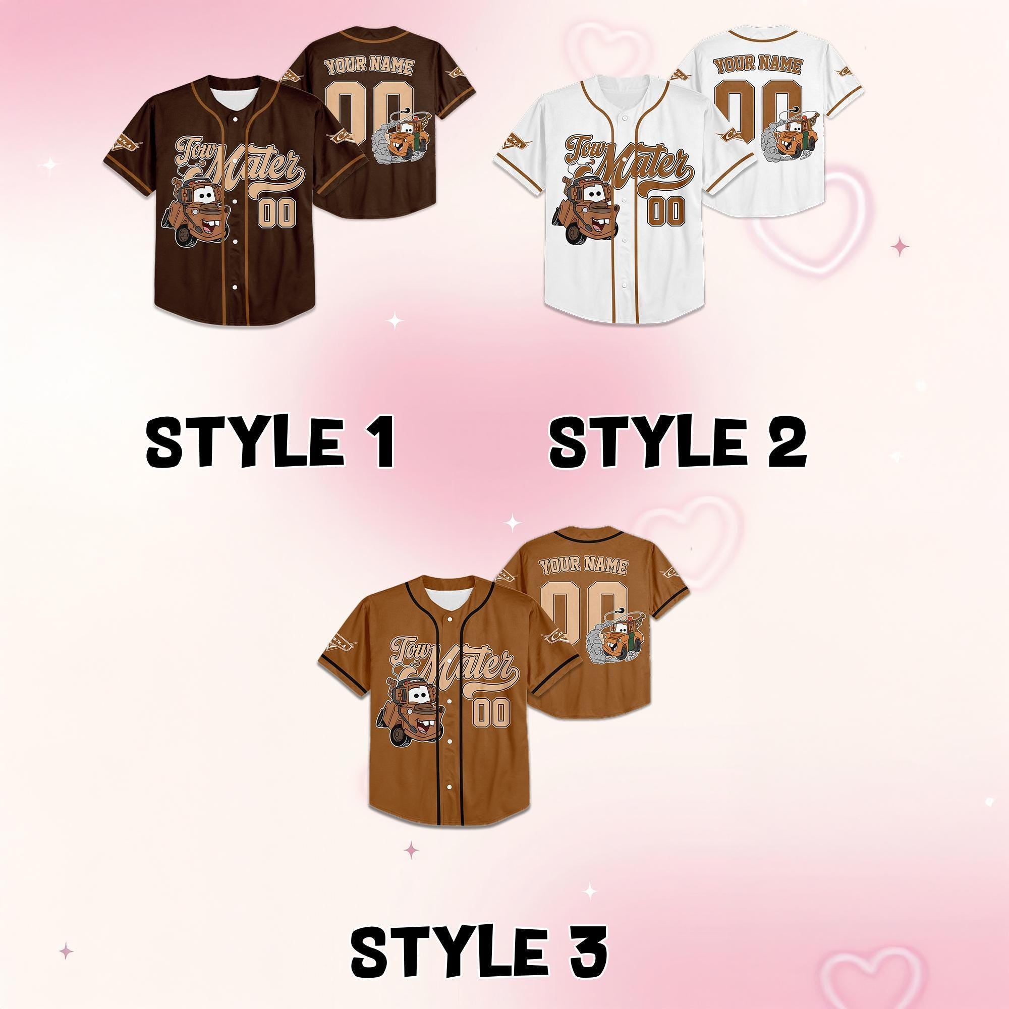 Personalized Disney Tow Mater Collection Cars Baseball Jersey, Custom Disney Cars Tow Mater Jersey Shirt, Disney Cars Birthday Gift