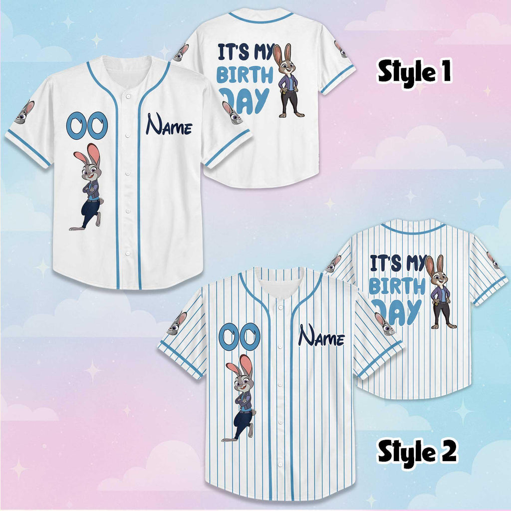 Custom Judy Hopps Birthday Baseball Jersey, Personalized Disney Zootopia 2 Baseball Jersey, Matching Team Outfit, Birthday Gift