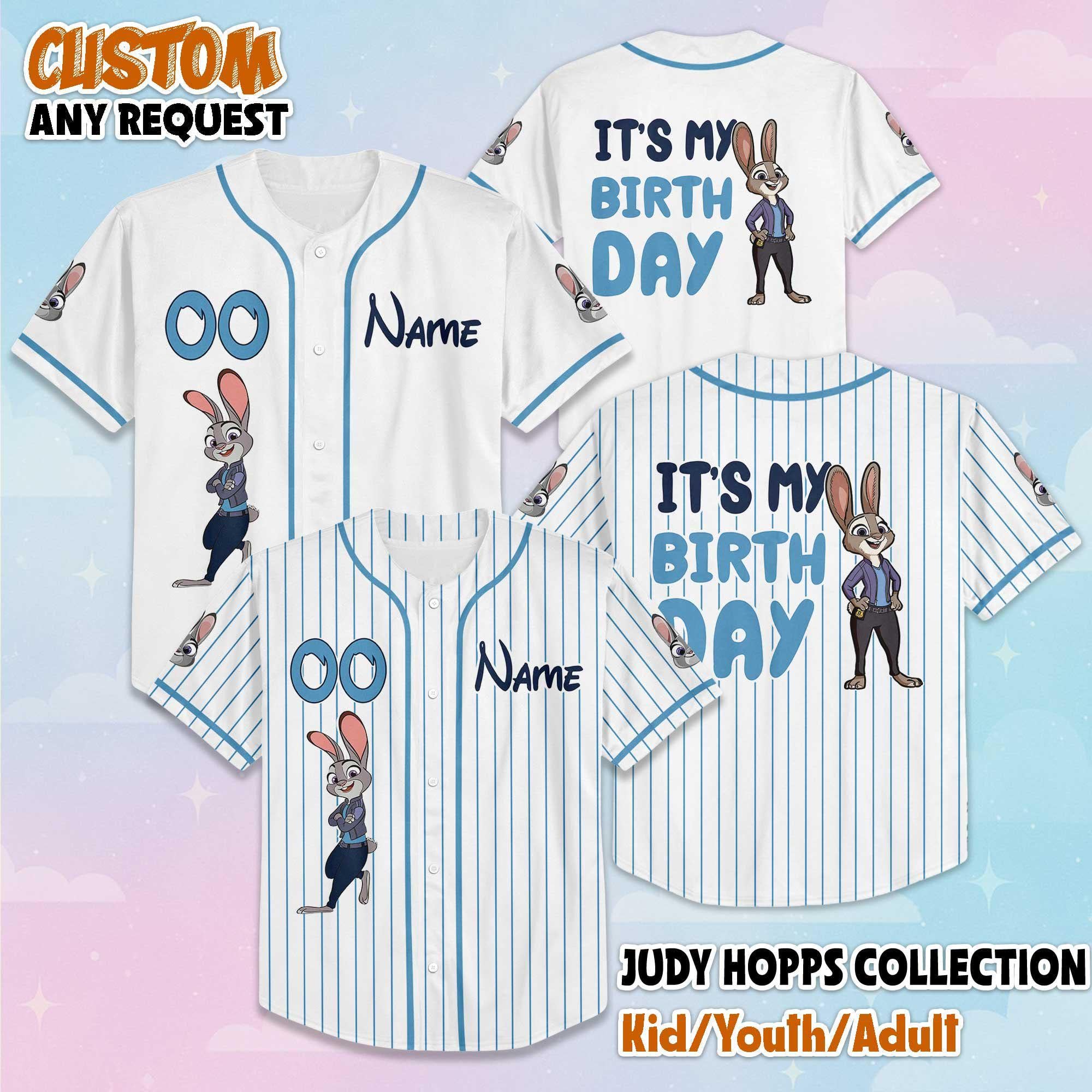 Custom Judy Hopps Birthday Baseball Jersey, Personalized Disney Zootopia 2 Baseball Jersey, Matching Team Outfit, Birthday Gift
