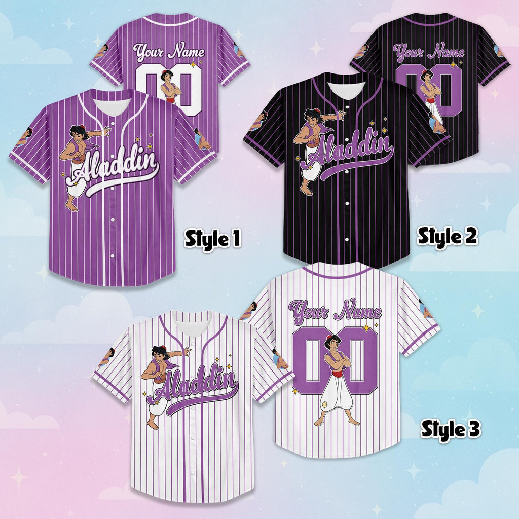 Personalized Aladdin Baseball Jersey, Custom Disney Aladdin Shirt, Matching Family Outfit, Disneyland Birthday Gift