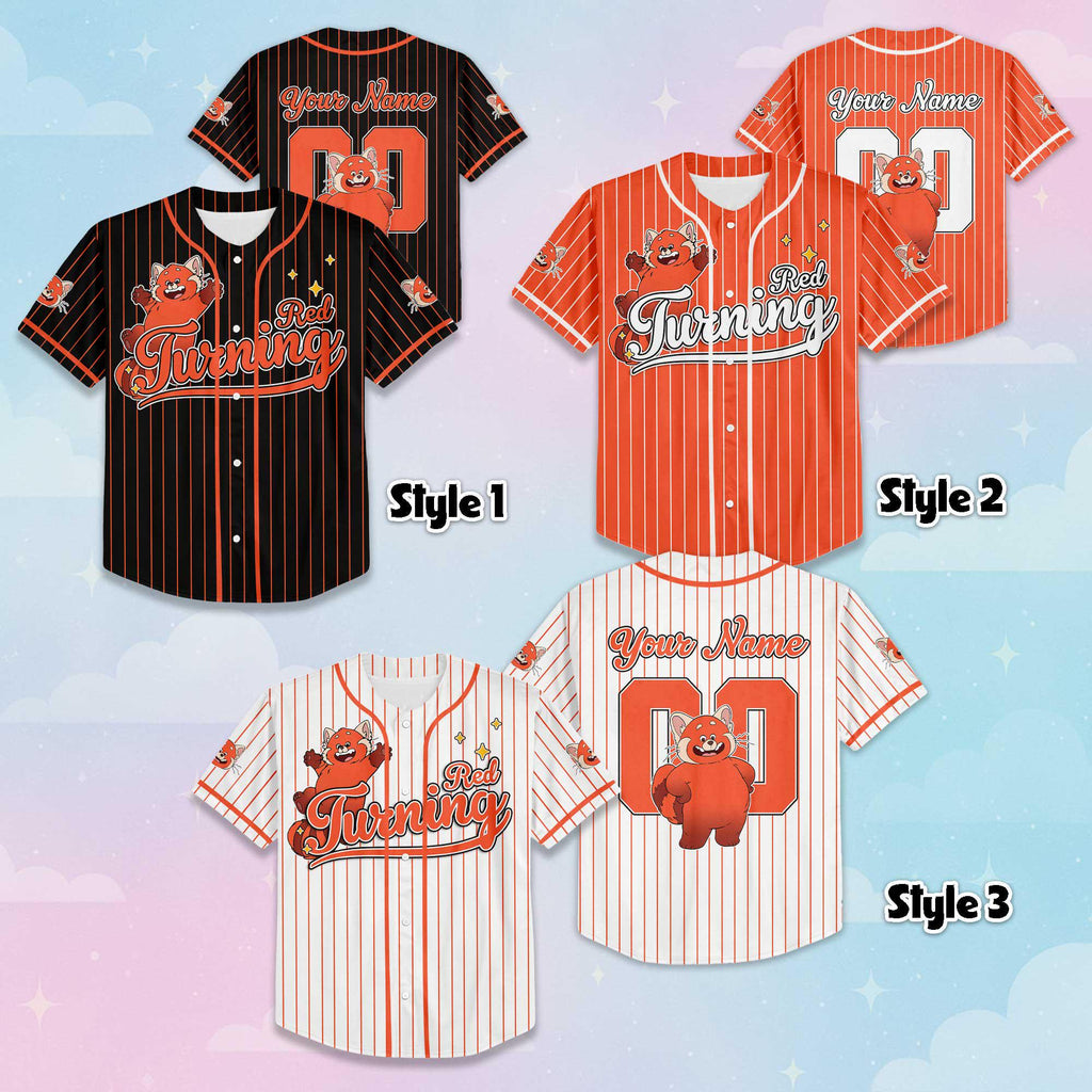 Personalized Turning Red Baseball Jersey, Custom Disney Red Panda Shirt, Matching Family Outfit, Disneyland Birthday Gift