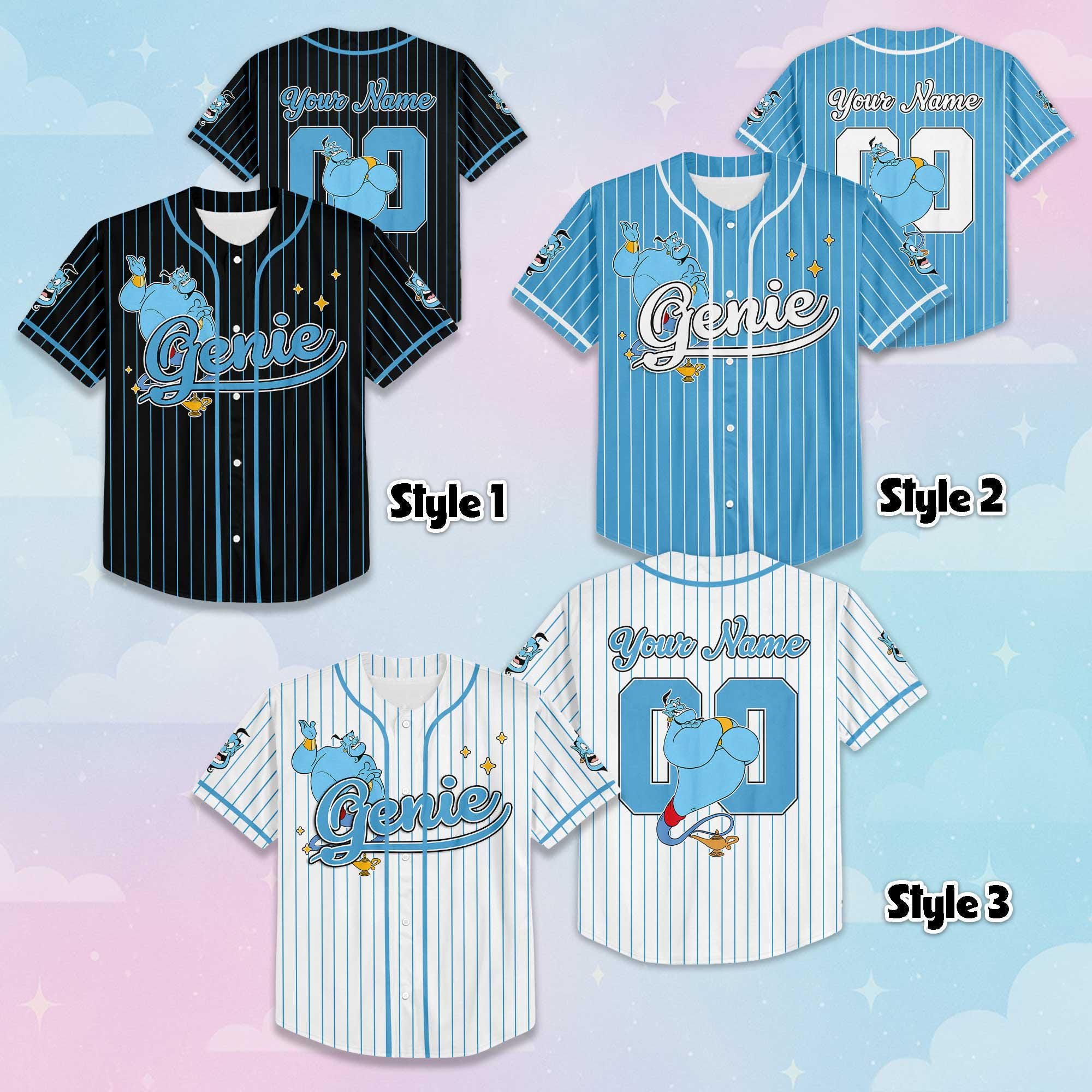 Personalized Genie Baseball Jersey, Custom Disney Aladdin Shirt, Matching Family Outfit, Disneyland Birthday Gift