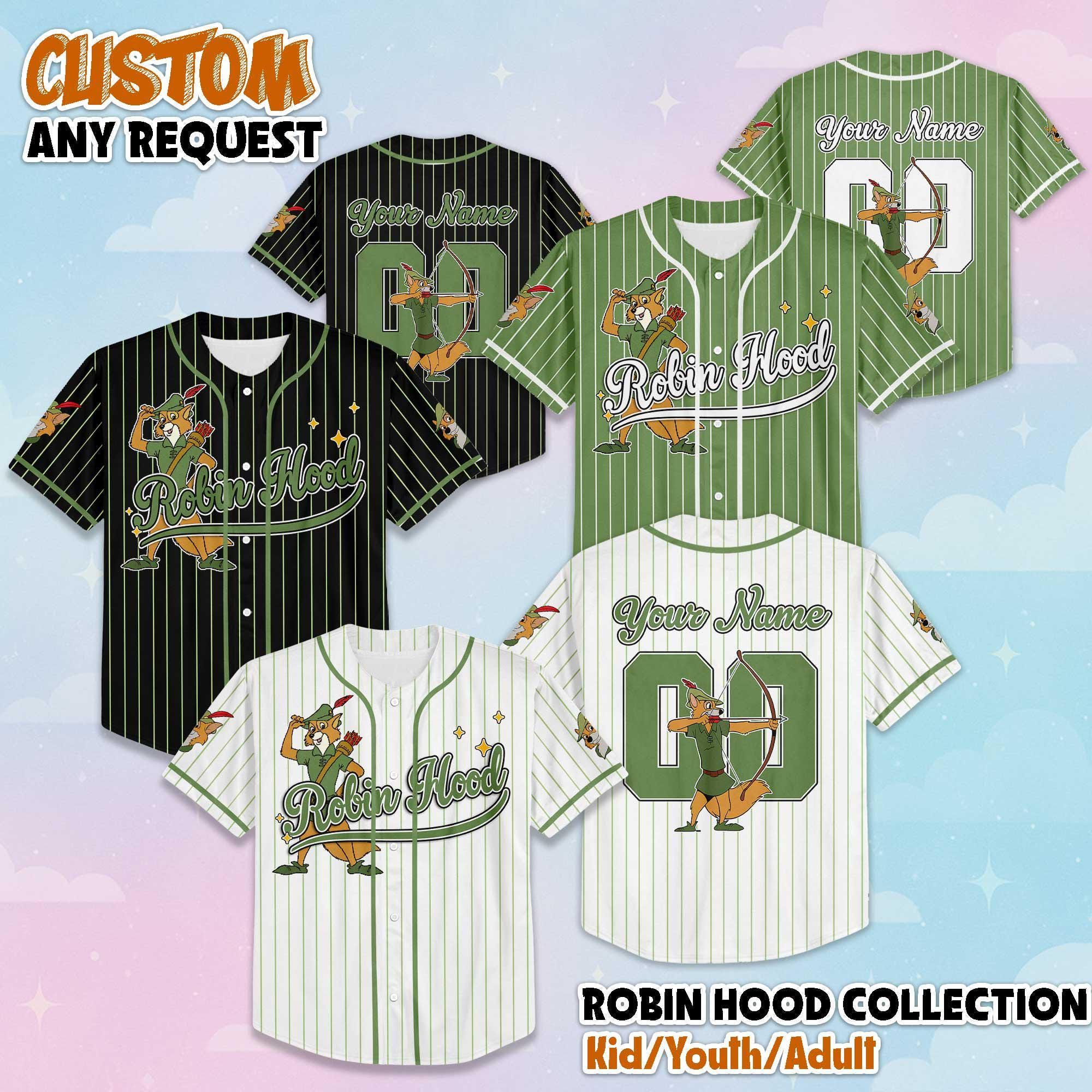 Personalized Robin Hood Baseball Jersey, Custom Disney Robin Hood Shirt, Matching Family Outfit, Disneyland Birthday Gift