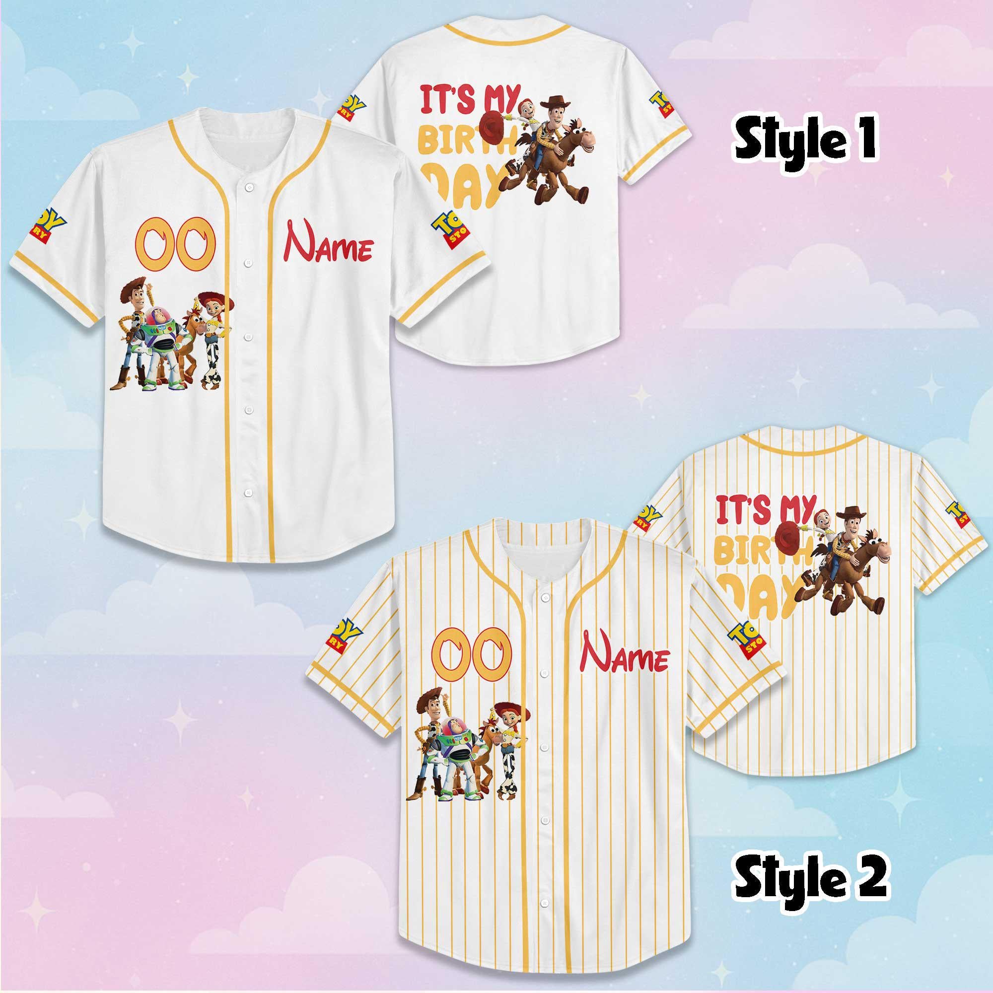 Personalized Toy Story Birthday Baseball Jersey, Custom Disney Toy Story Baseball Shirt, Matching Disney Trip Outfit, Birthday Gift