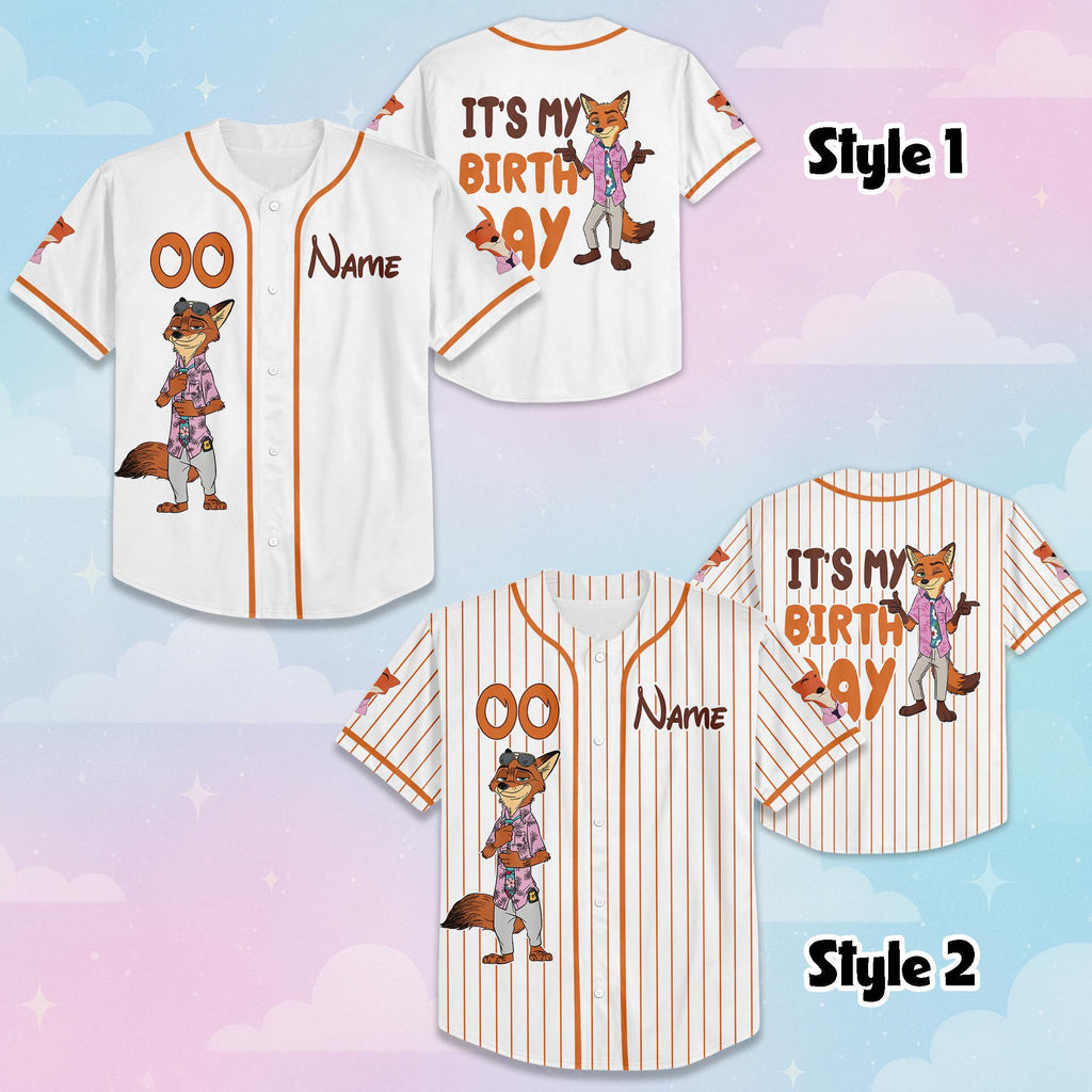 Custom Nick Wilde Birthday Baseball Jersey, Personalized Disney Zootopia 2 Baseball Jersey, Matching Team Outfit, Birthday Gift