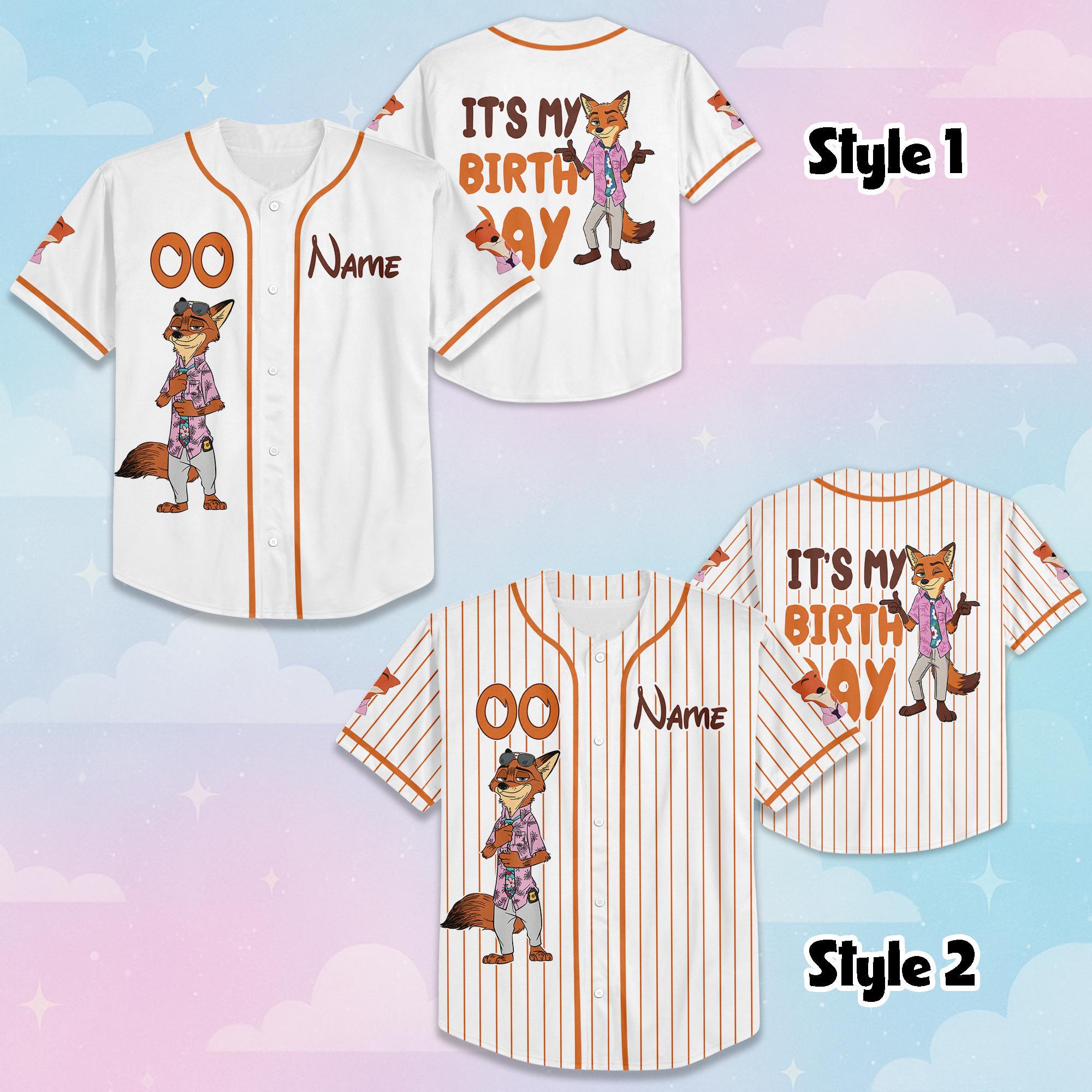 Custom Nick Wilde Birthday Baseball Jersey, Personalized Disney Zootopia 2 Baseball Jersey, Matching Team Outfit, Birthday Gift