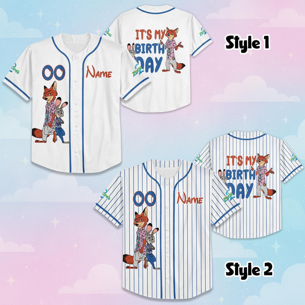 Custom Zootopia 2 Birthday Baseball Jersey, Personalized Disney Zootopia 2 Baseball Jersey, Matching Team Outfit, Birthday Gift
