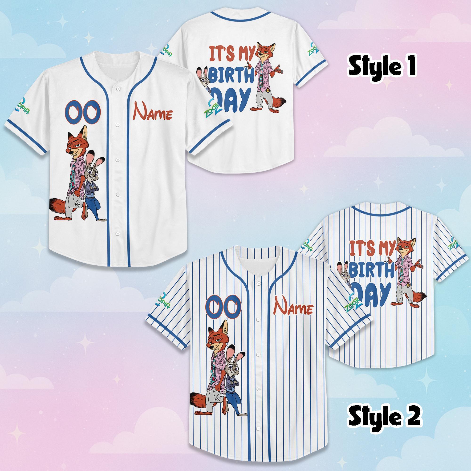 Custom Zootopia 2 Birthday Baseball Jersey, Personalized Disney Zootopia 2 Baseball Jersey, Matching Team Outfit, Birthday Gift