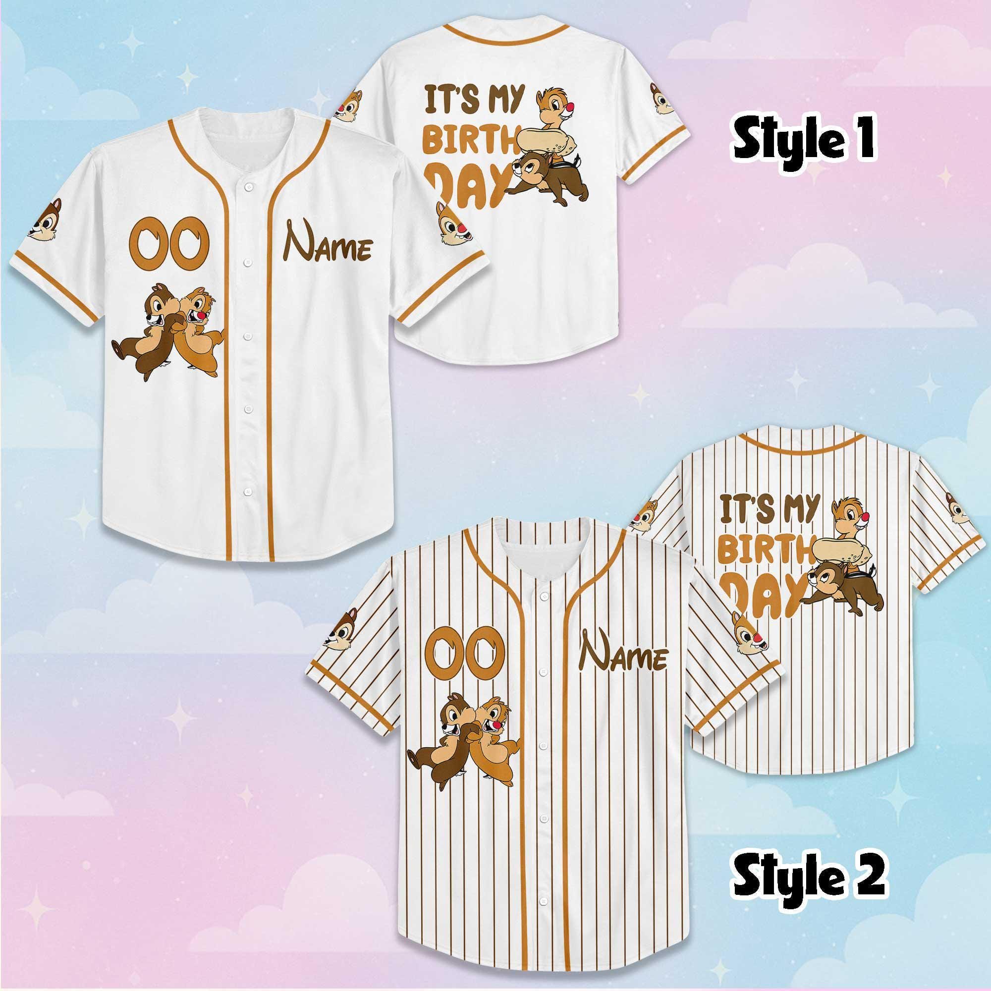 Personalized Chip and Dale Birthday Baseball Shirt, Disney Chip And Dale Jersey Shirt, Matching Disney Trip Outfit, Disneyland Birthday Gift