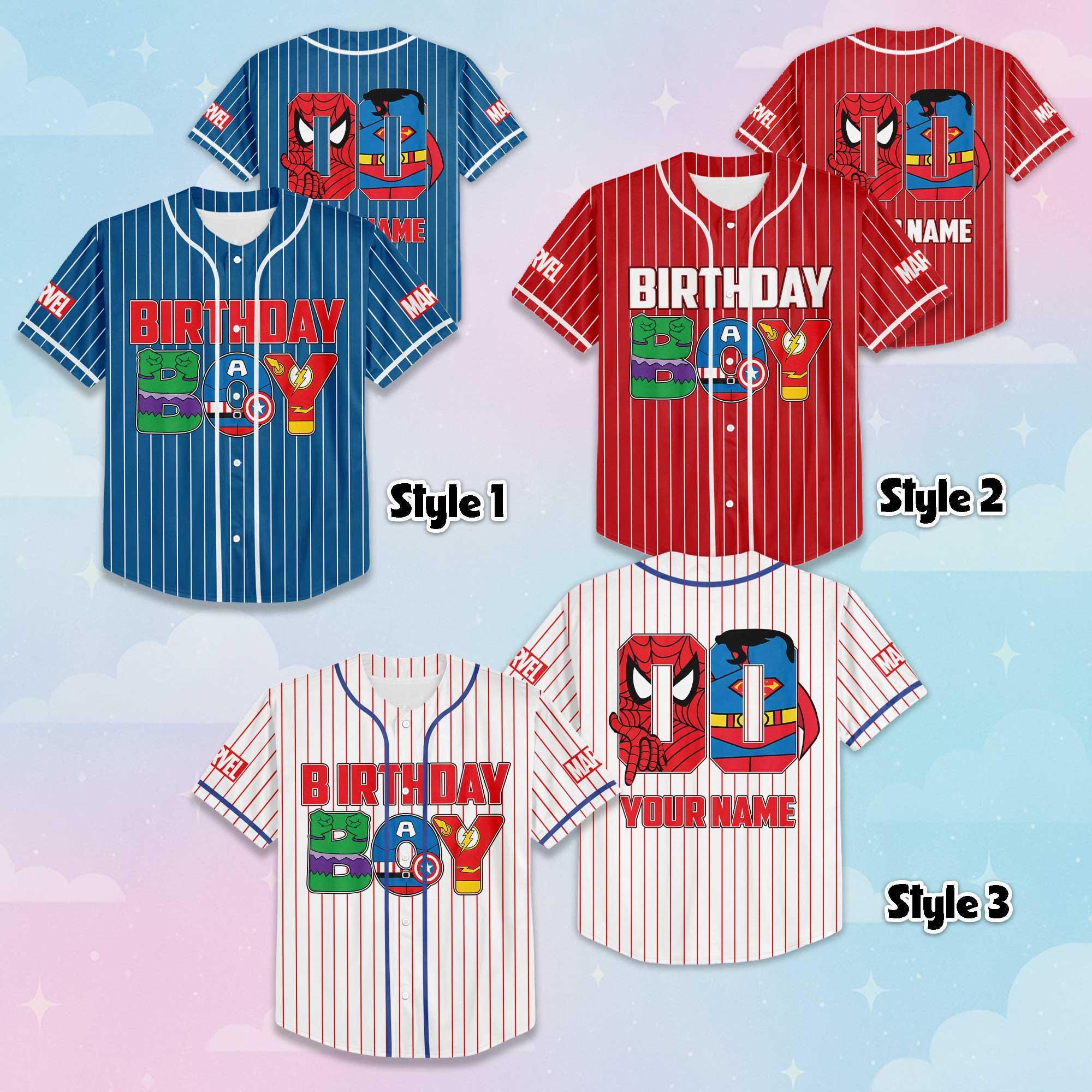 Custom Superhero Birthday Boy Baseball Jersey, Personalized The Avengers Jersey Shirt, Superhero Baseball Shirt, Birthday Gift
