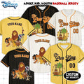 Personalized Disney The Lion King Baseball Jersey, Mufasa Simba Timon Pumbaa Group Kid Youth Adult Baseball Team, WDW Disneyland Family Trip