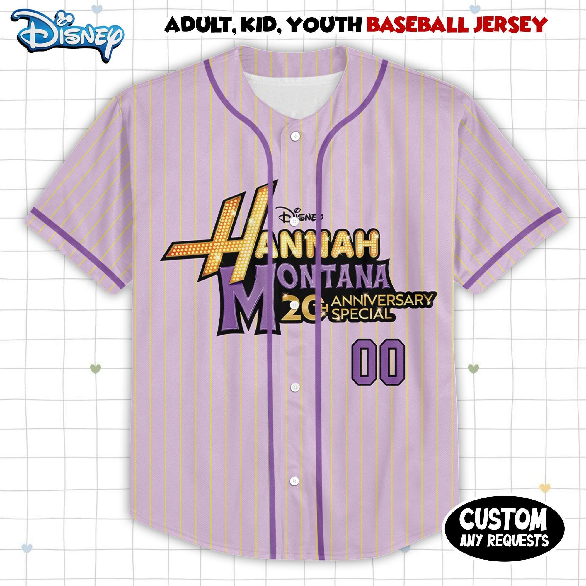 Hannah Montana 20Th Anniversary Baseball Jersey, Disney Hannah Montana Jersey, Disney Channel Pop Star Jersey