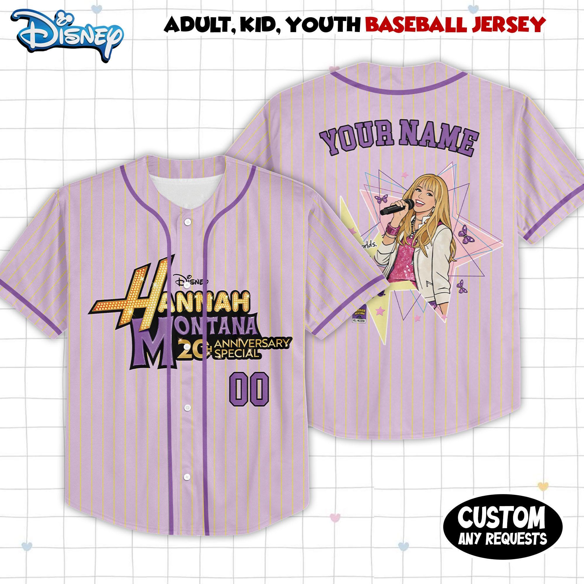 Hannah Montana 20Th Anniversary Baseball Jersey, Disney Hannah Montana Jersey, Disney Channel Pop Star Jersey