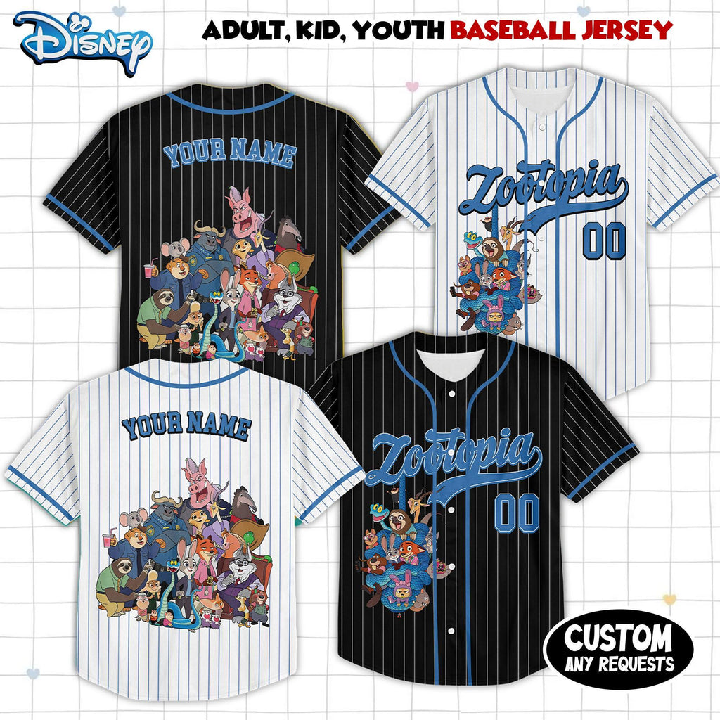 Personalized Disney Zootopia 2 Movie 2025 Characters Baseball Jerseys, Judy Hopps Nick Wilde Birthday Shirt, Disneyland Family Matching Tees