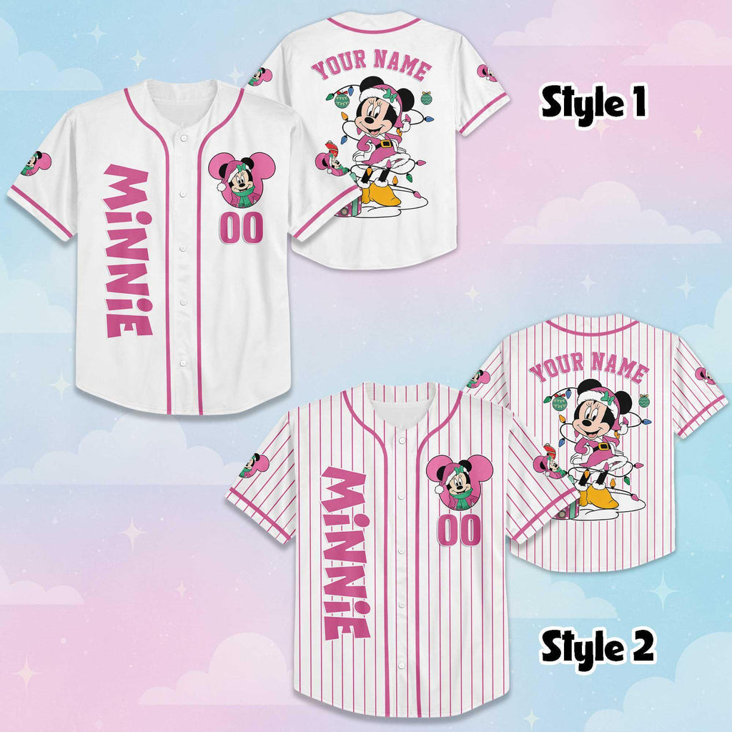 Personalized Minnie Mouse Baseball Jersey, Disney Mickey and Friends Jersey for Disney Fans, Disneyland Birthday Gift