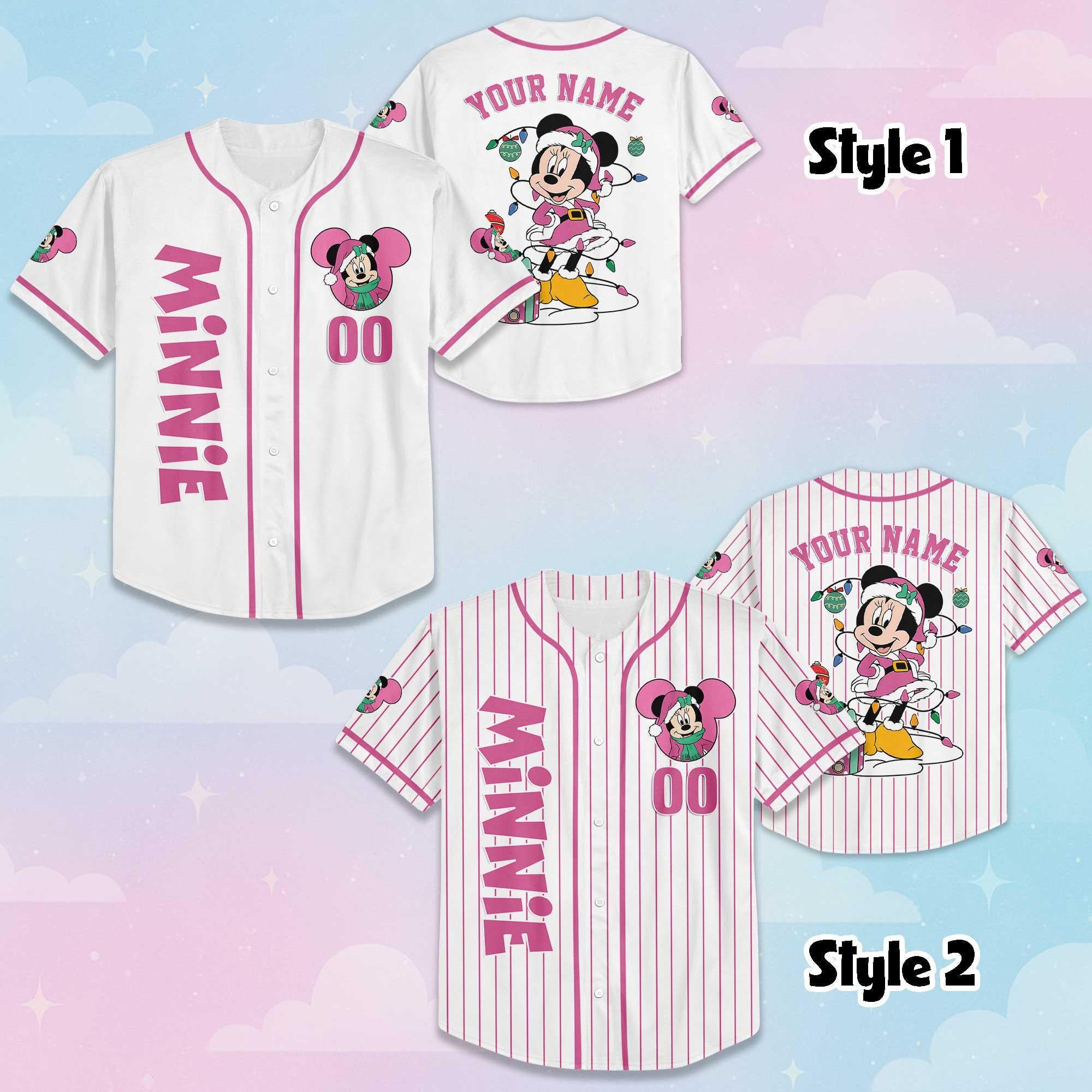 Personalized Minnie Mouse Baseball Jersey, Disney Mickey and Friends Jersey for Disney Fans, Disneyland Birthday Gift