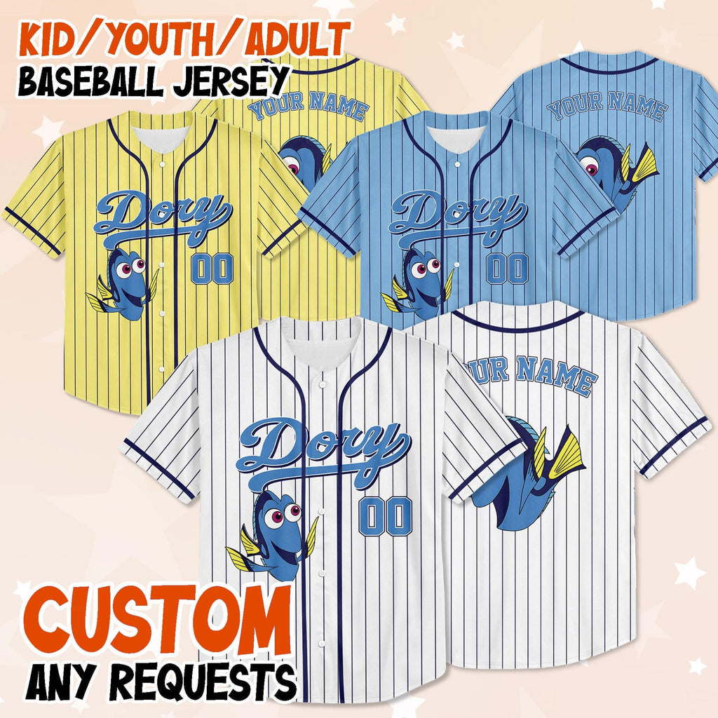 Custom Finding Dory Baseball Jersey, Disney Dory Baseball Shirt, Matching Disney Trip Outfit, Birthday Gift