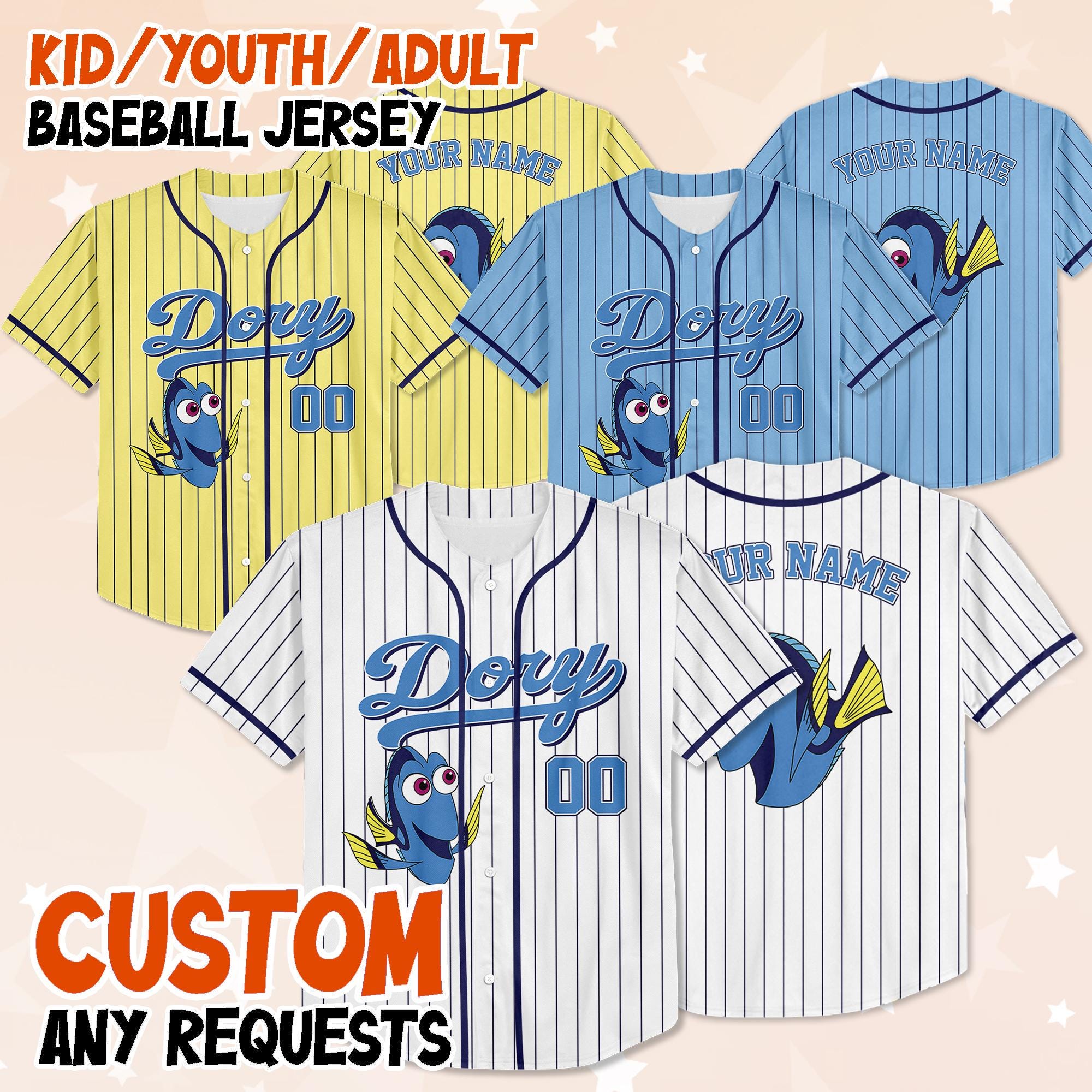 Custom Finding Dory Baseball Jersey, Disney Dory Baseball Shirt, Matching Disney Trip Outfit, Birthday Gift