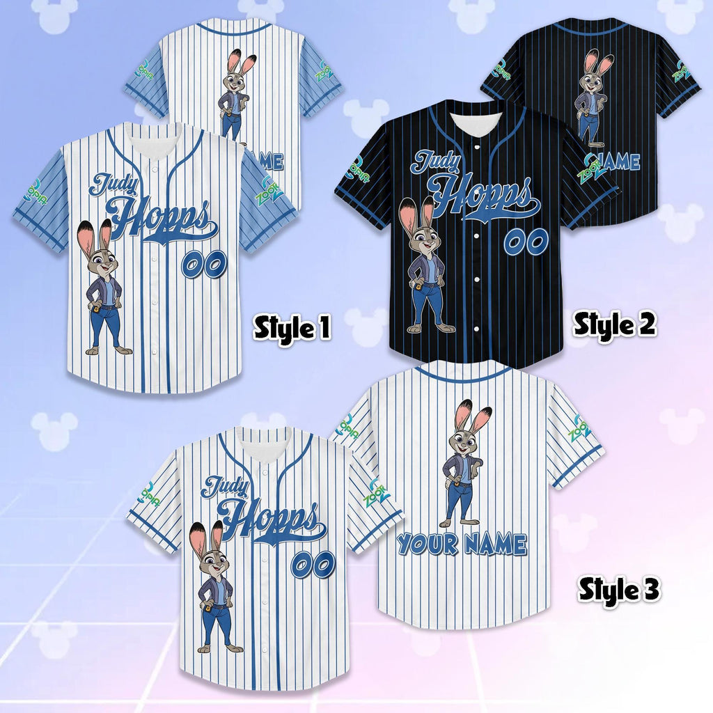 Personalized Judy Hopps Baseball Jersey, Disney Zootopia 2 Baseball Shirt, Disneyland Baseball Team Outfit, Birthday Gift