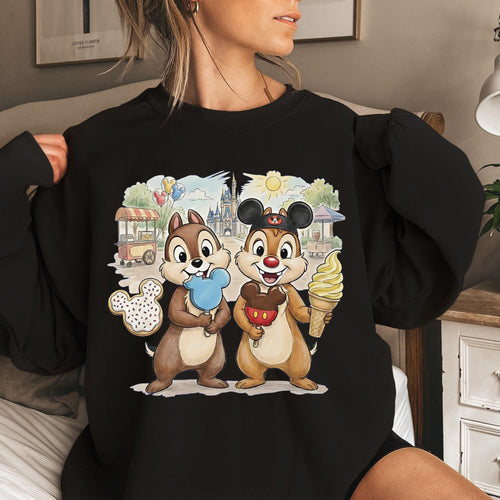 Chip and Dale Disneyland Snack Shirt, Disney Park Ice Cream Tee, Chip n Dale Magic Kingdom Castle T-Shirt, Disney Vacation Foodie Outfit