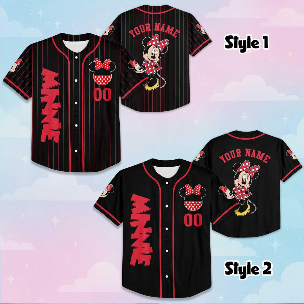 Custom Minnie Mouse Baseball Jersey, Disney Mickey and Friends Jersey, Disneyland Baseball Team Matching Outfit, Birthday Gift