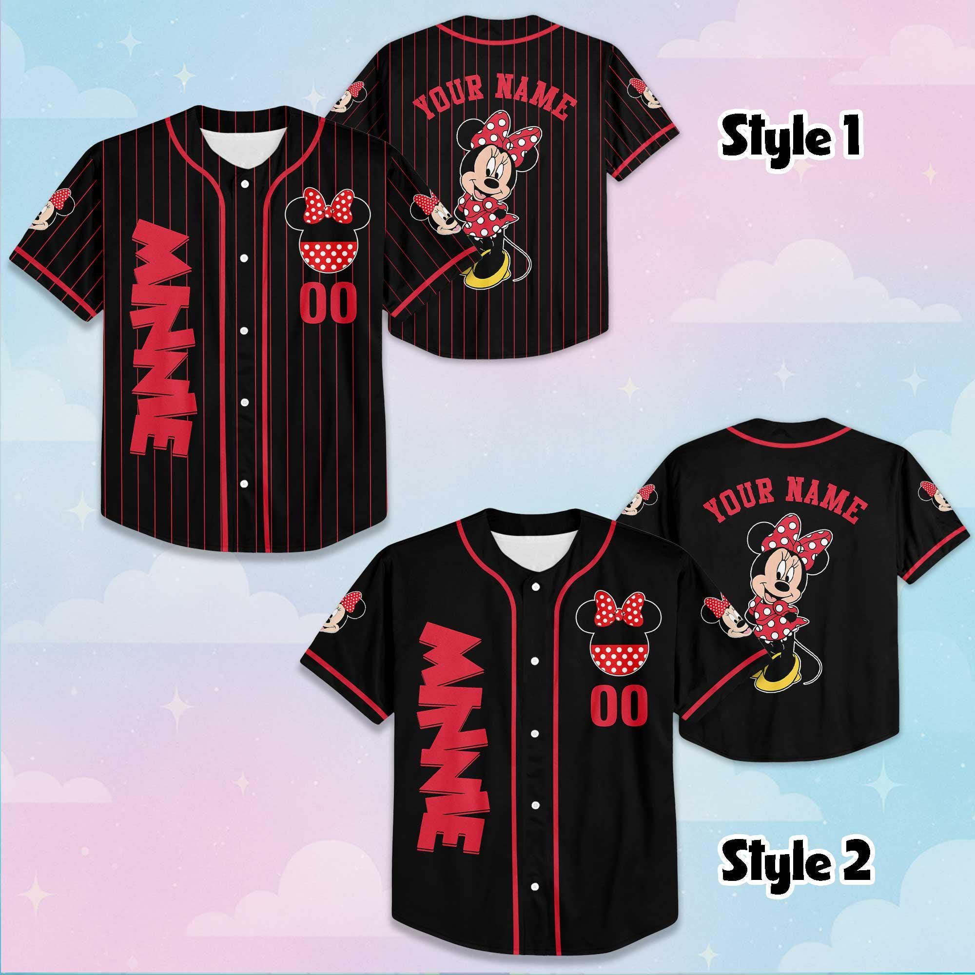 Custom Minnie Mouse Baseball Jersey, Disney Mickey and Friends Jersey, Disneyland Baseball Team Matching Outfit, Birthday Gift