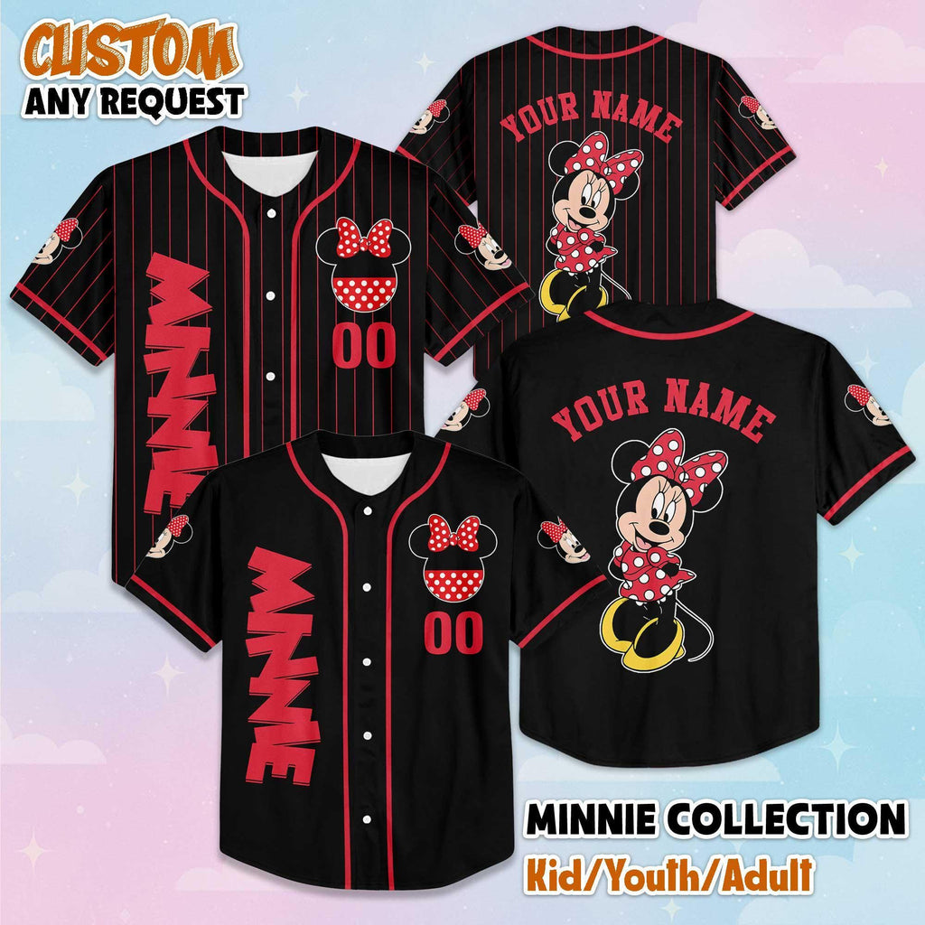 Custom Minnie Mouse Baseball Jersey, Disney Mickey and Friends Jersey, Disneyland Baseball Team Matching Outfit, Birthday Gift