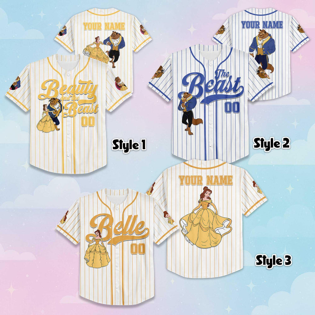 Custom Beauty and the Beast Baseball Jersey, Disney Belle & the Beast Shirt, Disney Baseball Team Outfit, Gift for Disney Fans