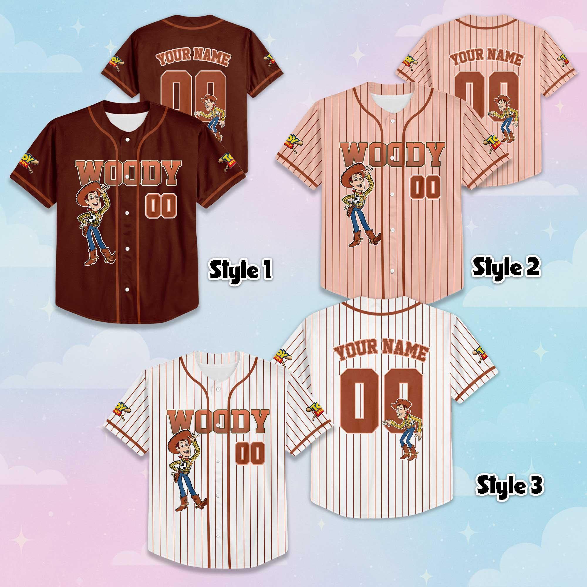 Personalized Woody Baseball Jersey, Disney Toy Story Baseball Shirt, Matching Disney Trip Outfit, Birthday Gift