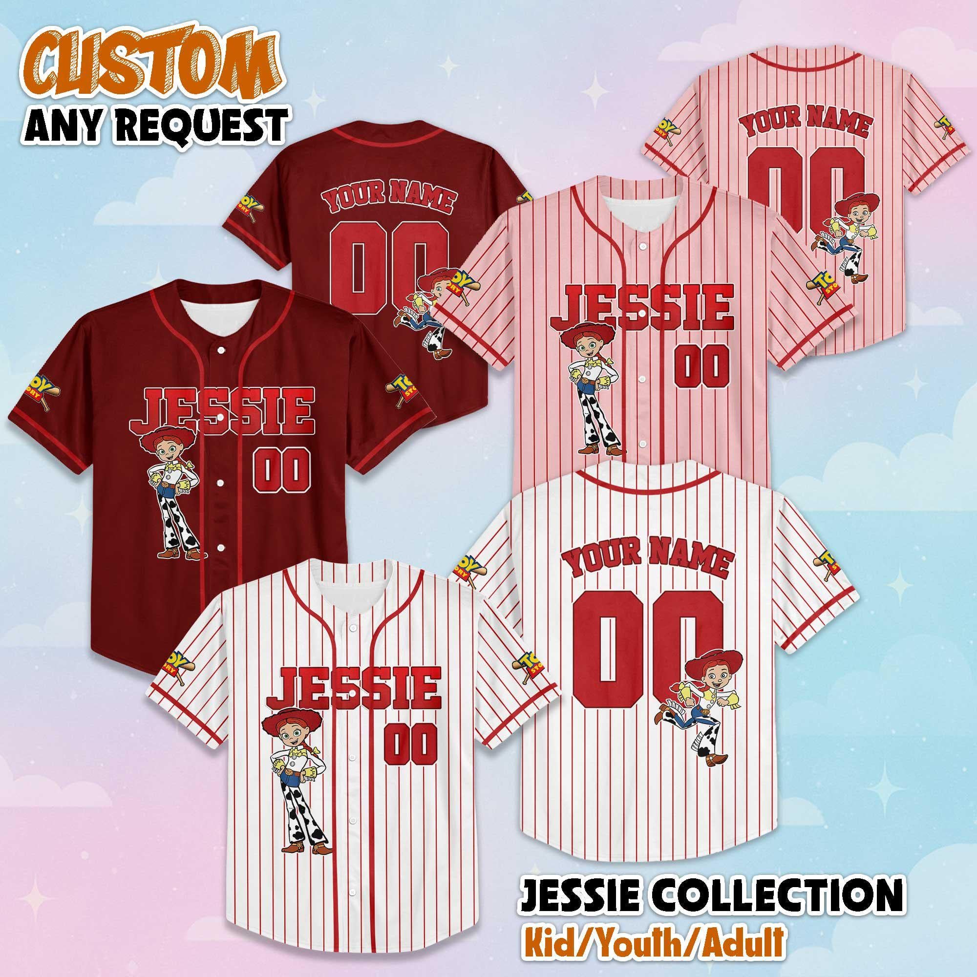 Custom Jessie Baseball Jersey, Disney Toy Story Baseball Shirt, Matching Disney Trip Outfit, Birthday Gift