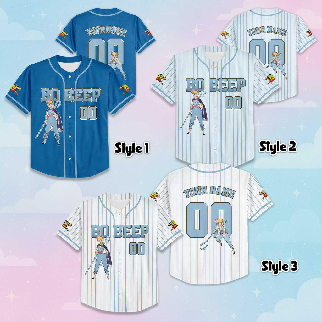 Custom Bo Beep Baseball Jersey, Disney Toy Story Shirt, Disneyland Baseball Team Matching Outfit, Birthday Gift