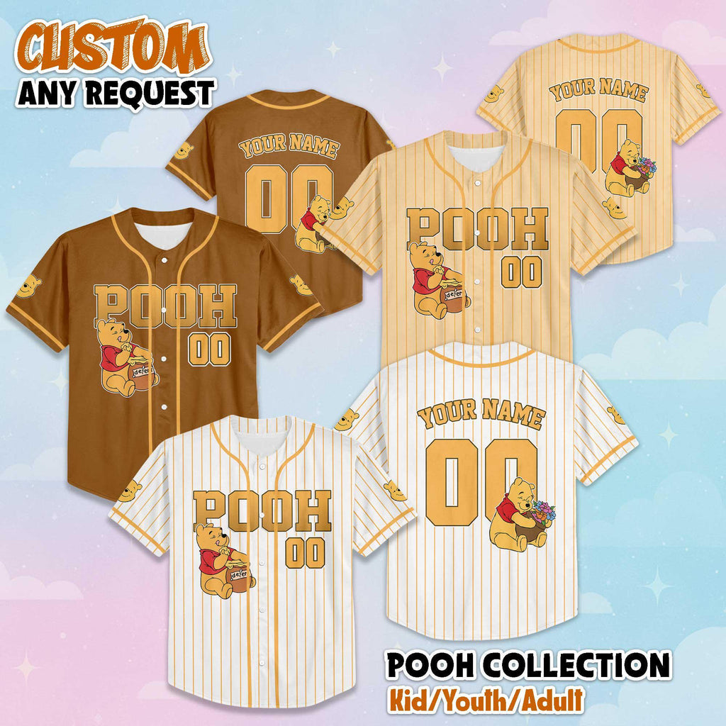 Personalized Winnie the Pooh Baseball Jersey, Disney Winnie the Pooh Shirt, Tigger Disney Outfit, Matching Family Jersey, Birthday Gift