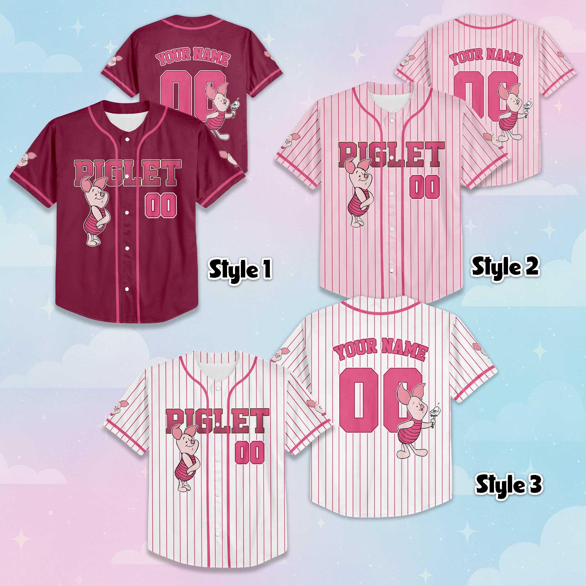 Custom Piglet Baseball Jersey, Disney Winnie the Pooh Shirt, Disneyland Baseball Team Matching Outfit, Birthday Gift