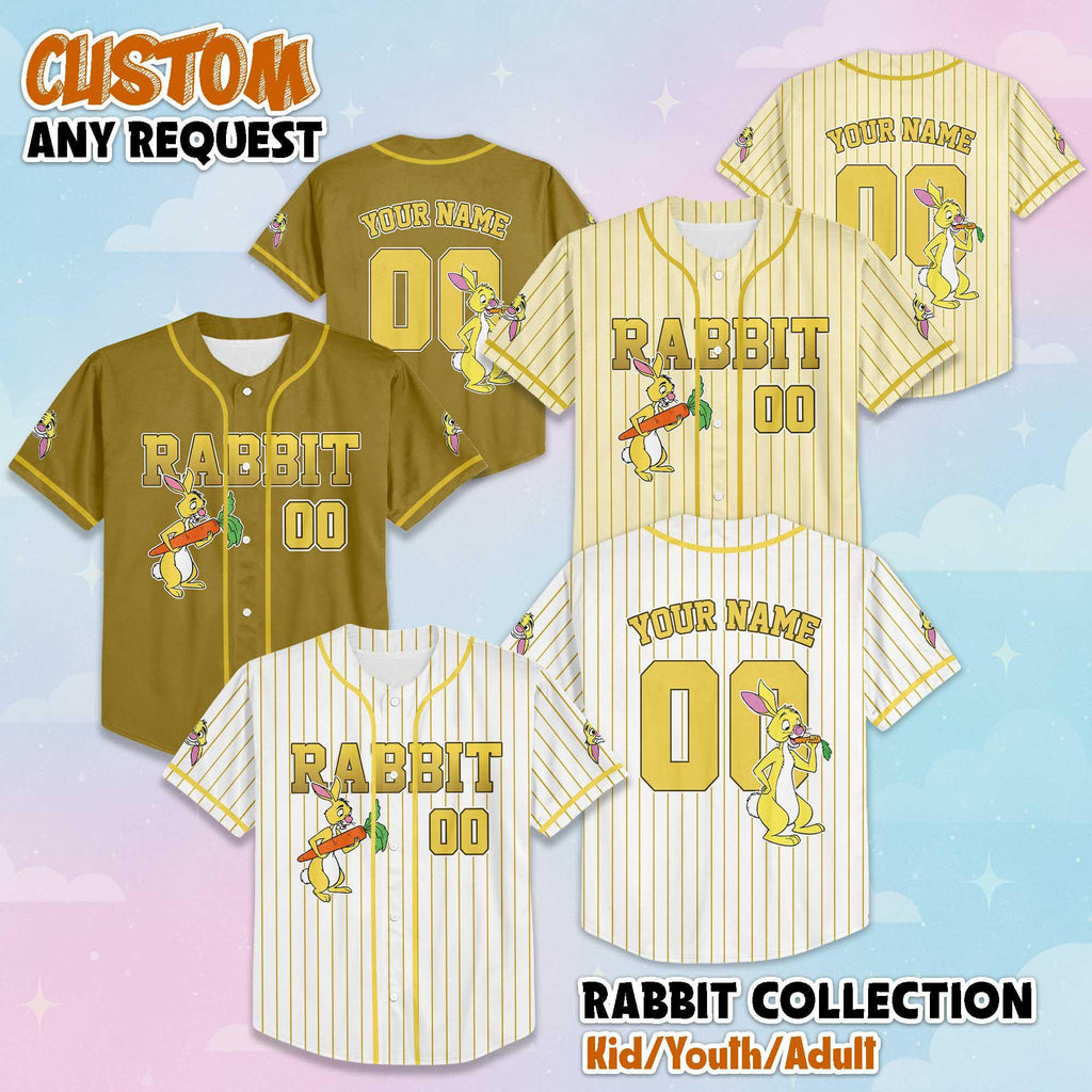 Custom Rabbit Baseball Jersey, Disney Winnie the Pooh Shirt, Rabbit Disney Outfit, Matching Family Jersey, Birthday Gift