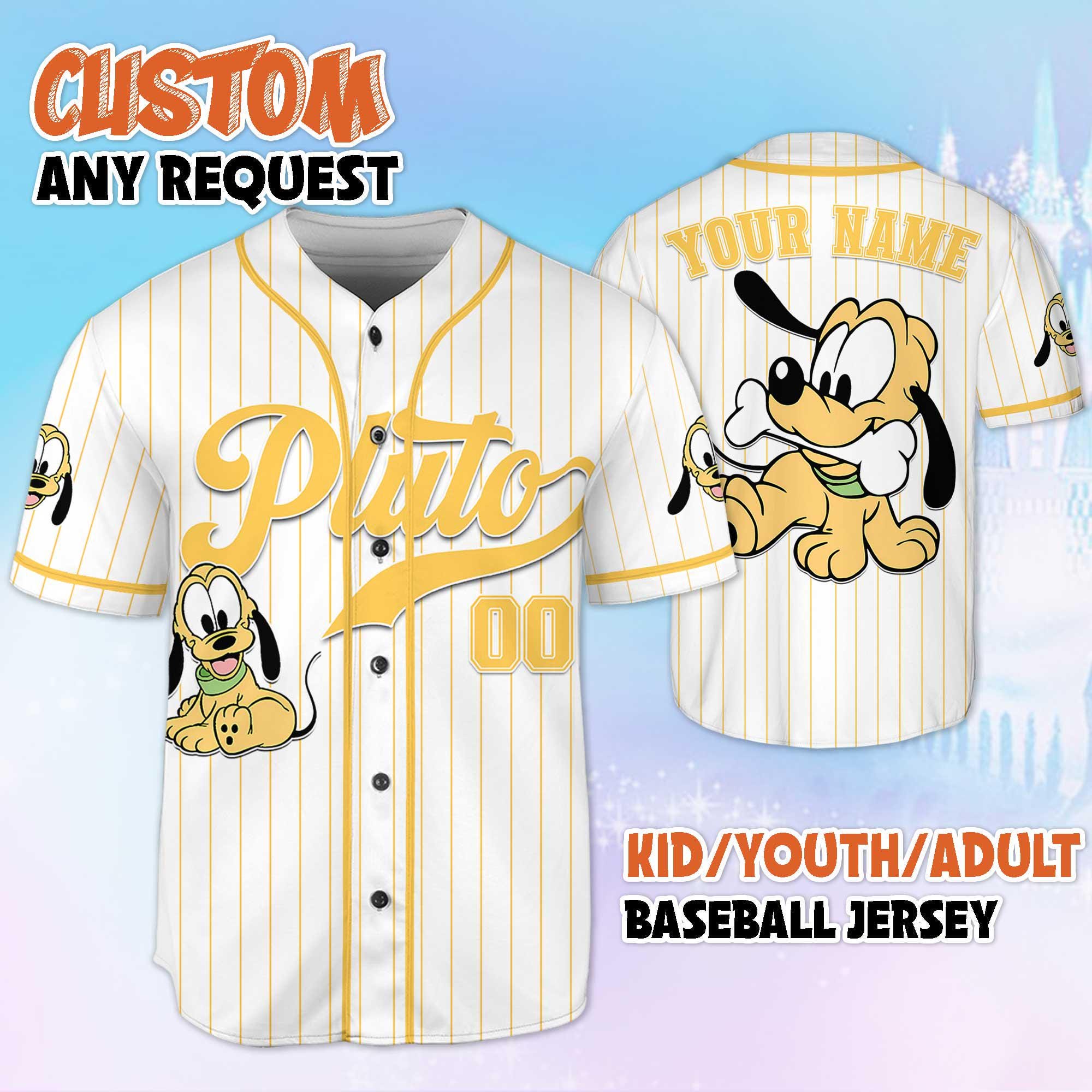 Personalized Disney Baby Pluto Baseball Jersey, Custom Pluto Dog Jersey, Family Matching Outfit, Birthday Gift Idea