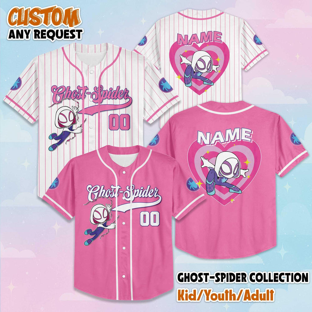 Custom Ghost-Spider Baseball Jersey, Disney Marvel Shirt, Ghost-Spider Outfit, Matching Disney Trip Outfit, Birthday Gift