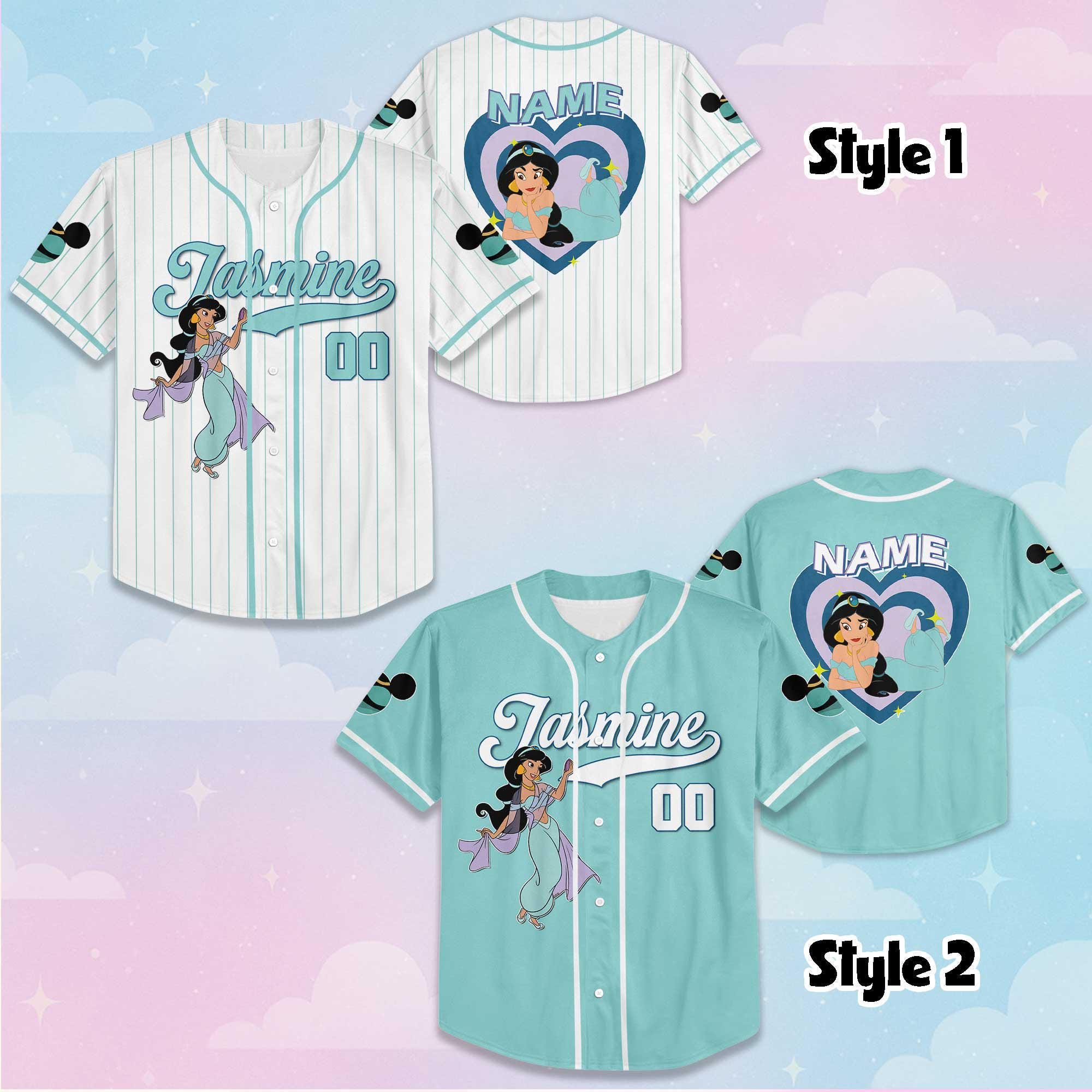 Custom Jasmine Baseball Jersey, Custom Disney Aladdin Baseball Shirt, Matching Disney Trip Outfit, Disney Birthday Gift