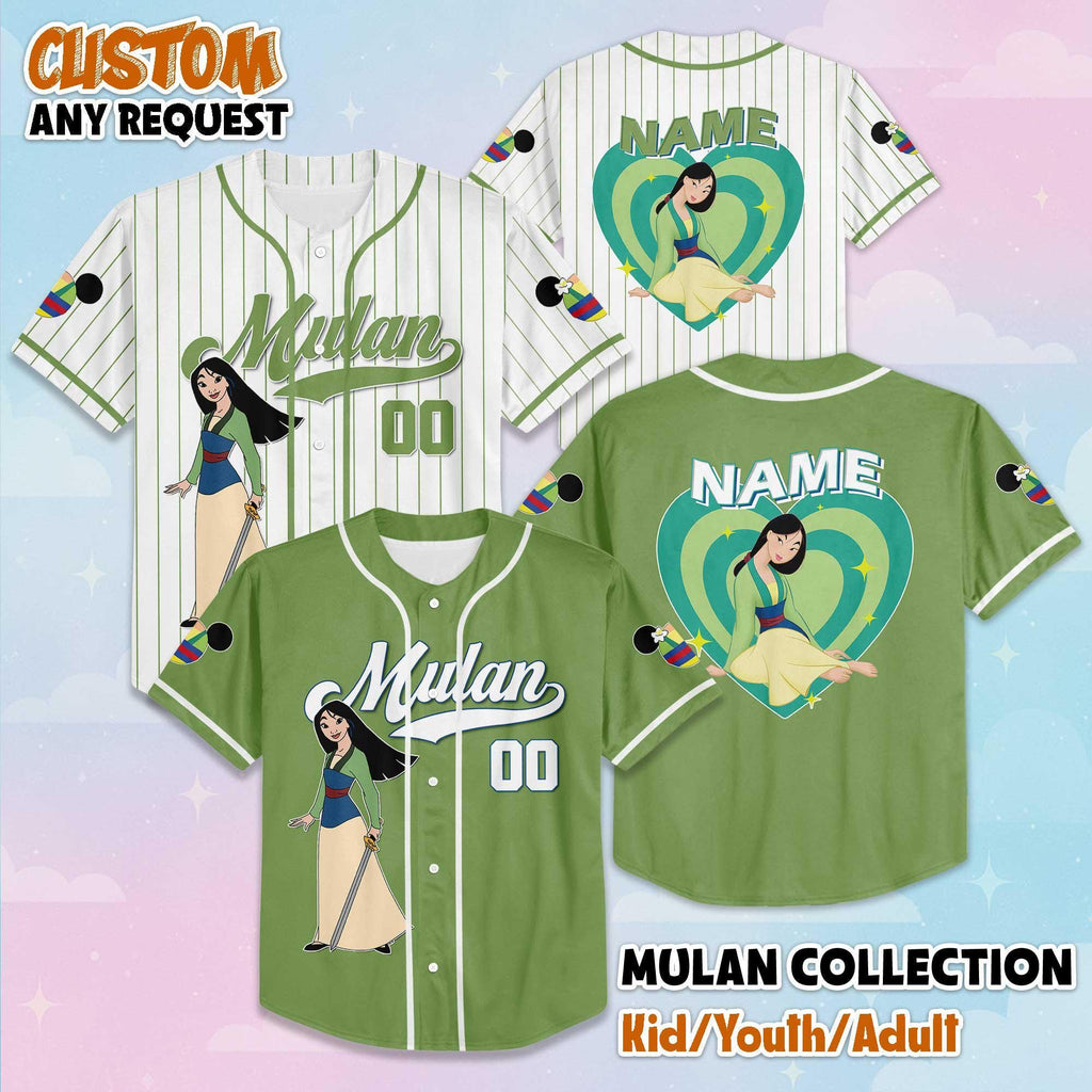 Personalized Mulan Baseball Jersey, Custom Disney Mulan Baseball Shirt, Matching Disney Trip Outfit, Disney Birthday Gift